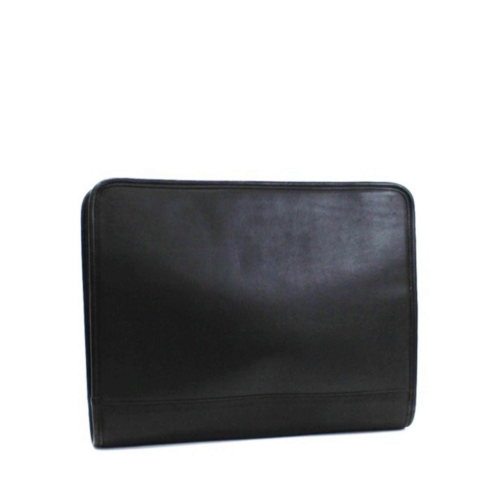 image of Coach Old Clutch Bag Document Case Tablet Leather Black Coach Ladies, Women's