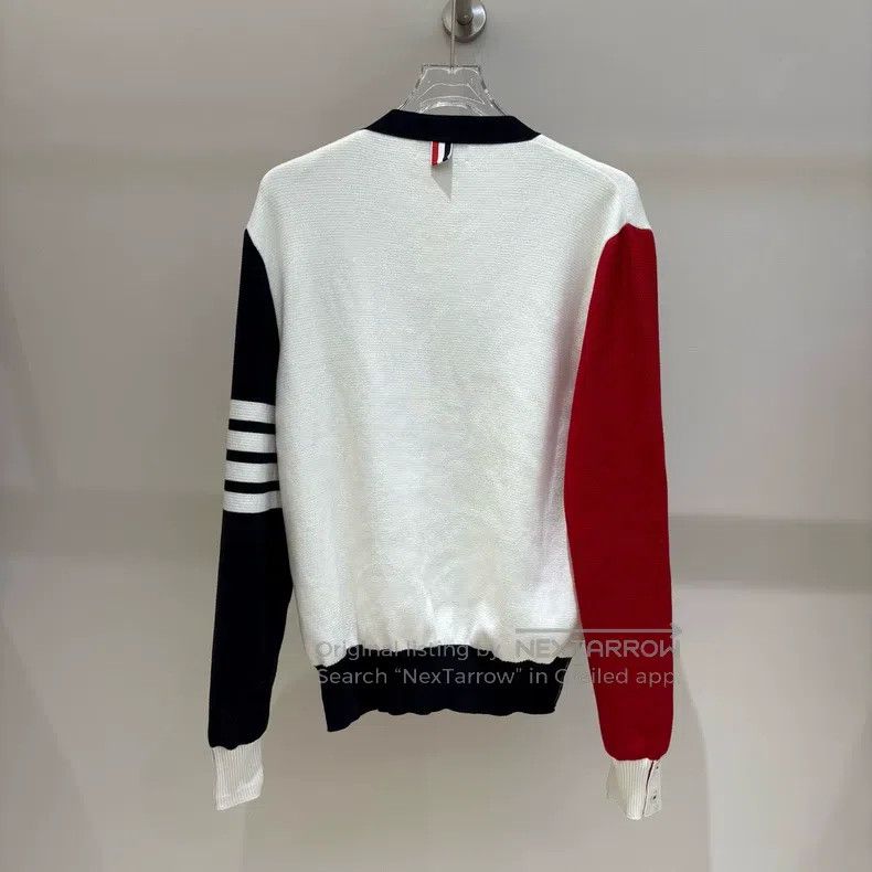 Thom Browne Thom Browne Red and White Four Stripe Knit Cardigan Size US L / EU 52-54 / 3 - 2 Thumbnail