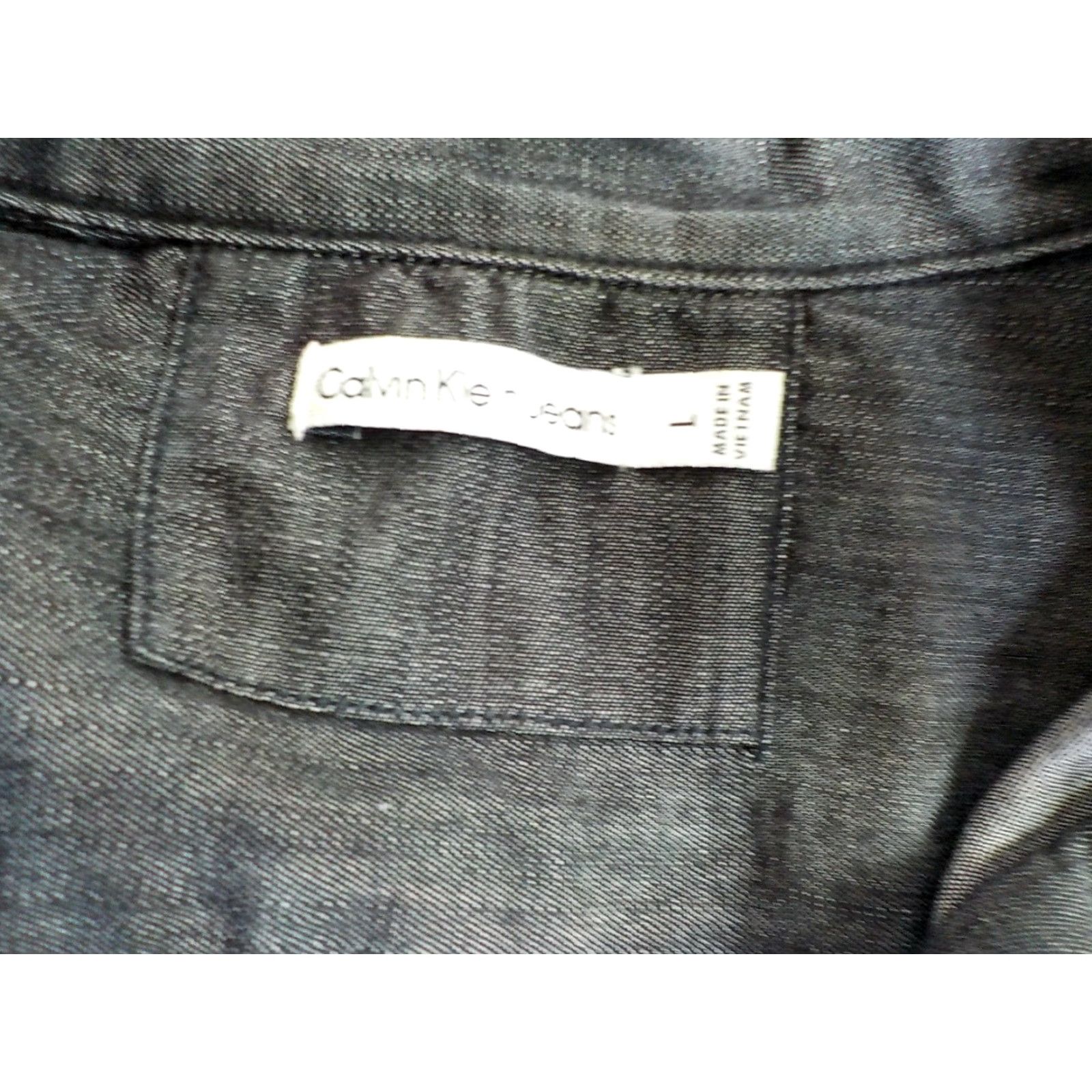 Calvin Klein VINTAGE Calvin Klein Denim Shirt Gray 100% Cotton Button-Front LS Shirt Mens Large Size US L / EU 52-54 / 3 - 5 Thumbnail