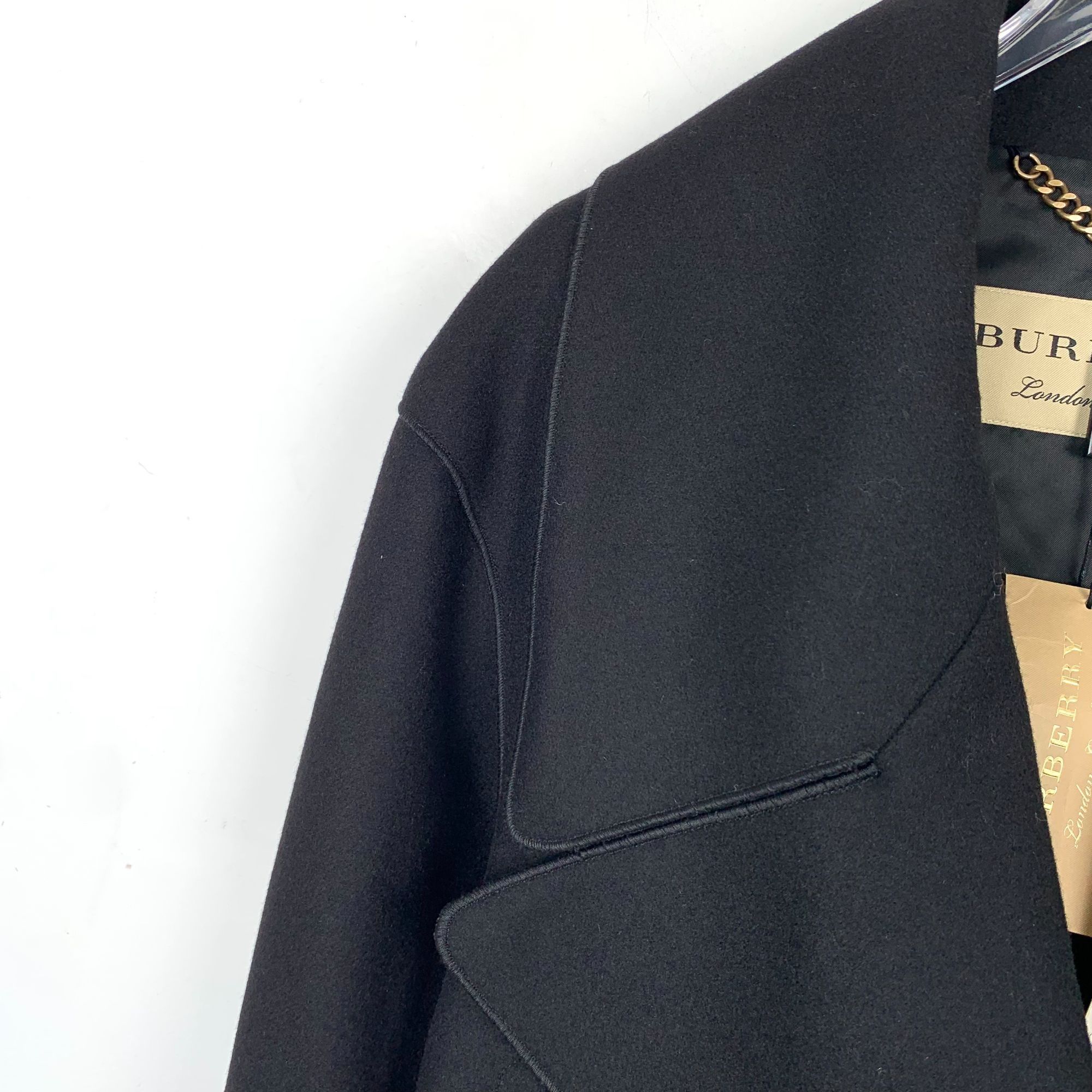 Burberry Burberry Womens Black Double-Breasted Wool Coat Size 4/6 New Size S / US 4 / IT 40 - 8 Thumbnail