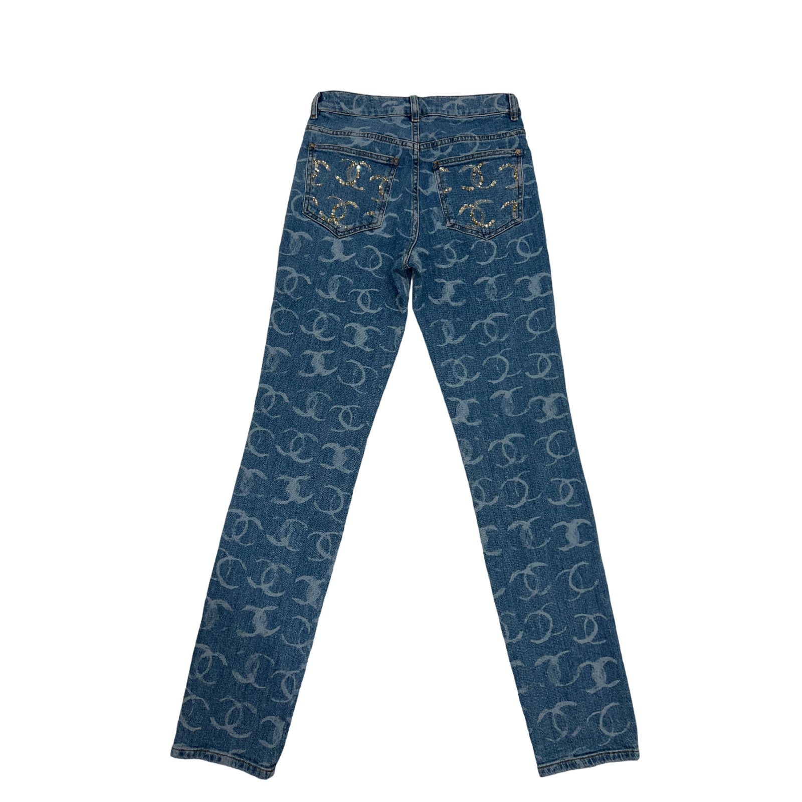 Chanel Chanel Denim White CC Printed Logo Sequin Skinny Jeans 38 Size 26" / US 2 / IT 38 - 12 Thumbnail