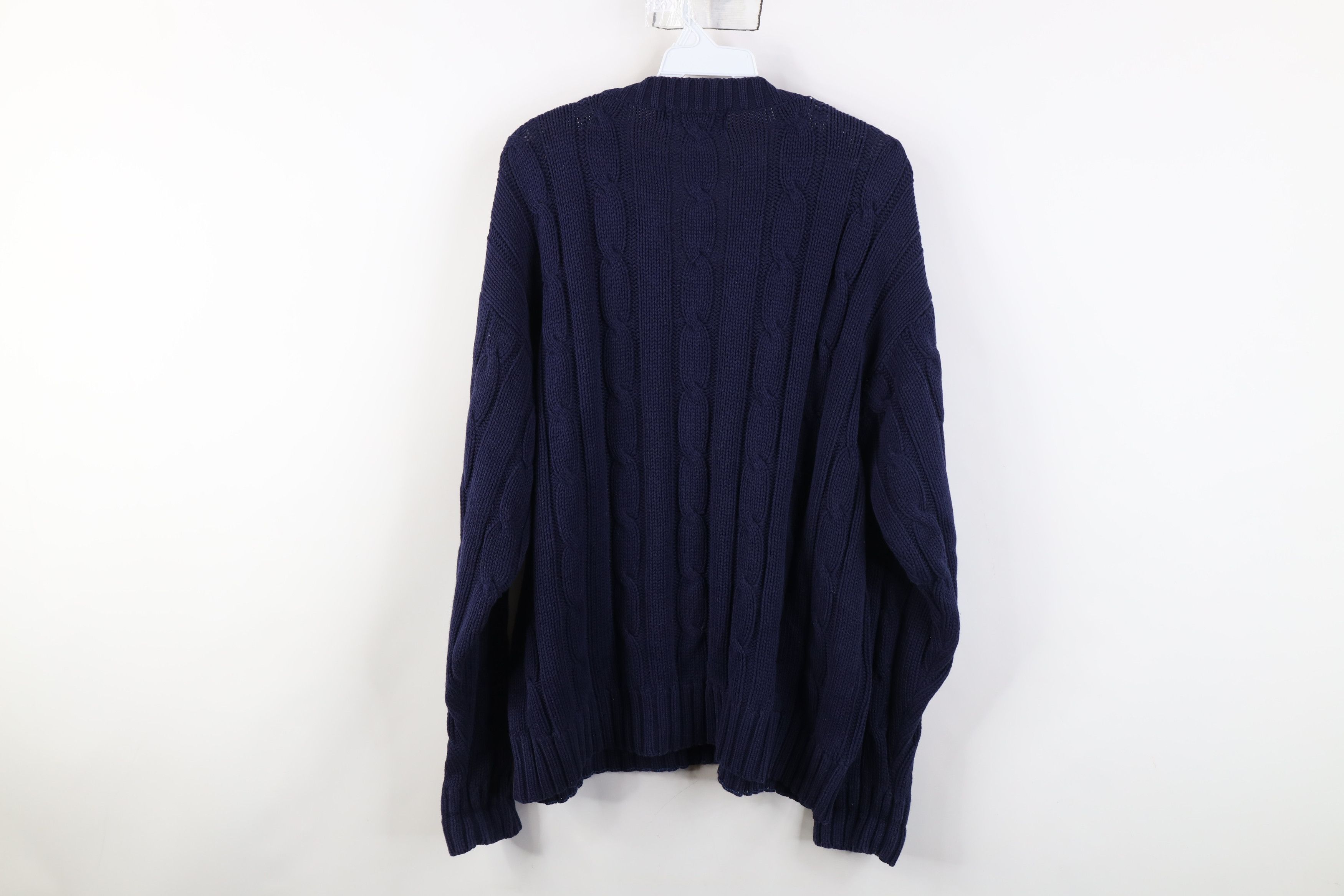 Eddie Bauer Vintage 90s Eddie Bauer Cable Knit Sweater Blue Cotton Size US XL / EU 56 / 4 - 8 Thumbnail