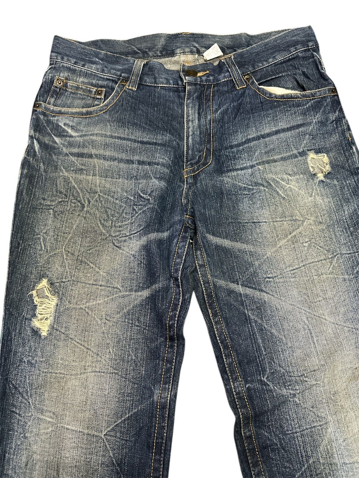 Japanese Brand Flare💥Distress Denim uknown Brand BootCut . Size US 33 - 5 Thumbnail