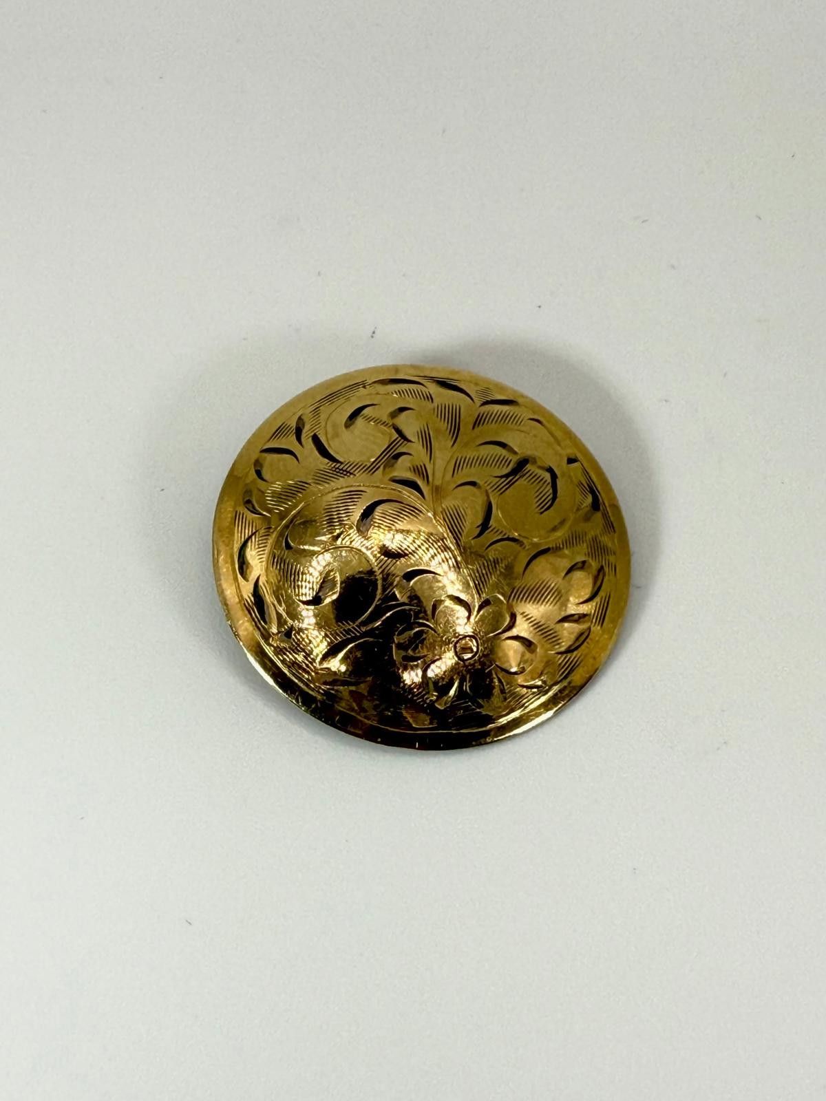 Vintage 70's Sterling Silver Floral Engraved Concho Brooch Size ONE SIZE - 1 Thumbnail