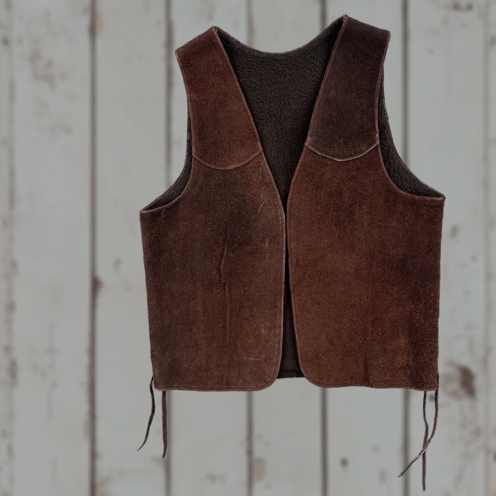 Vintage VINTAGE 60s Leather Vest Dennis Hopper Easy Rider Style Fleece Lined Leather Vest S Brown Mens Womens Girls Boys Size US S / EU 44-46 / 1 - 1 Thumbnail