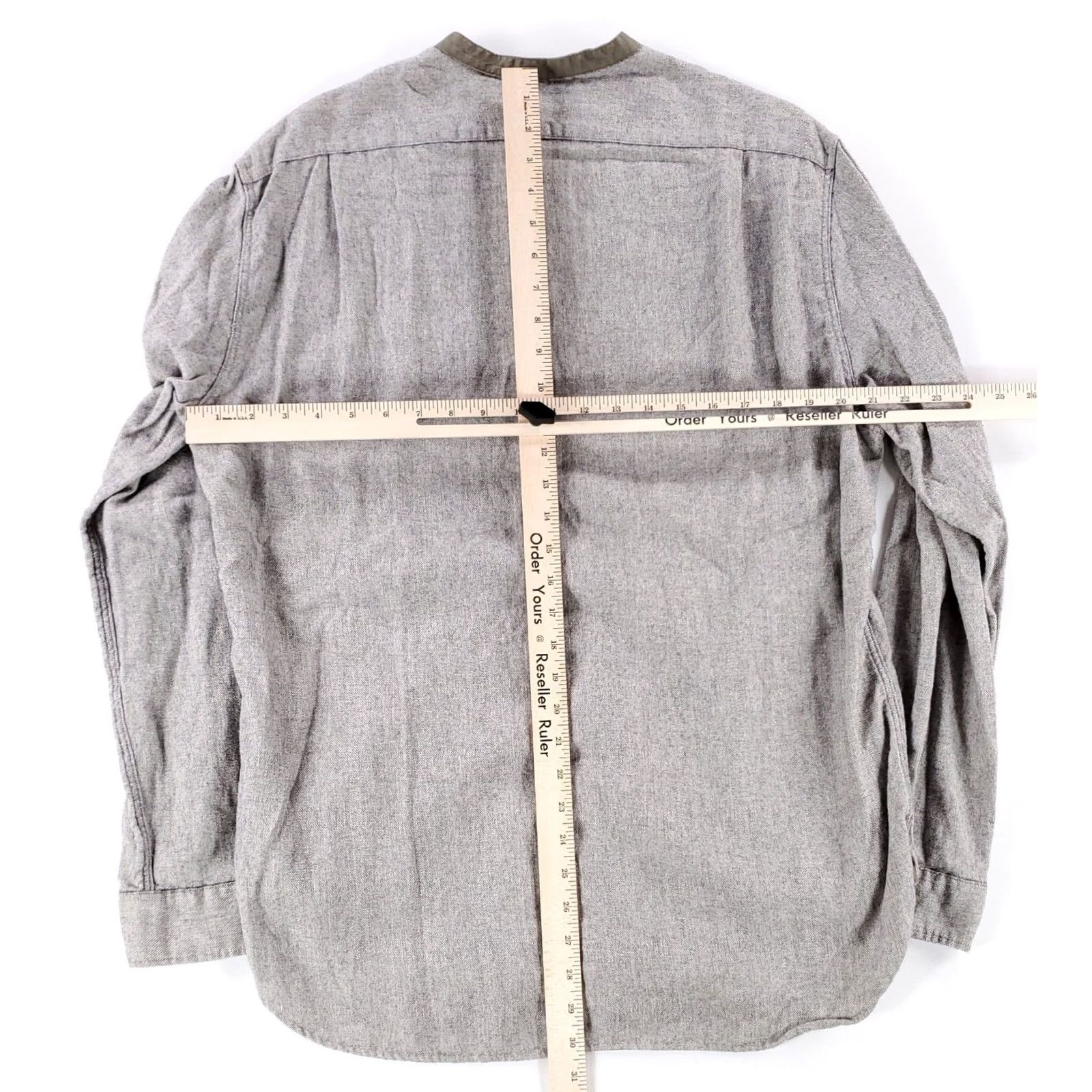 Wallace & Barnes Wallace & Barnes Banded Collar Button-Up Shirt Long Sleeve Gray Mens L Size US L / EU 52-54 / 3 - 4 Thumbnail