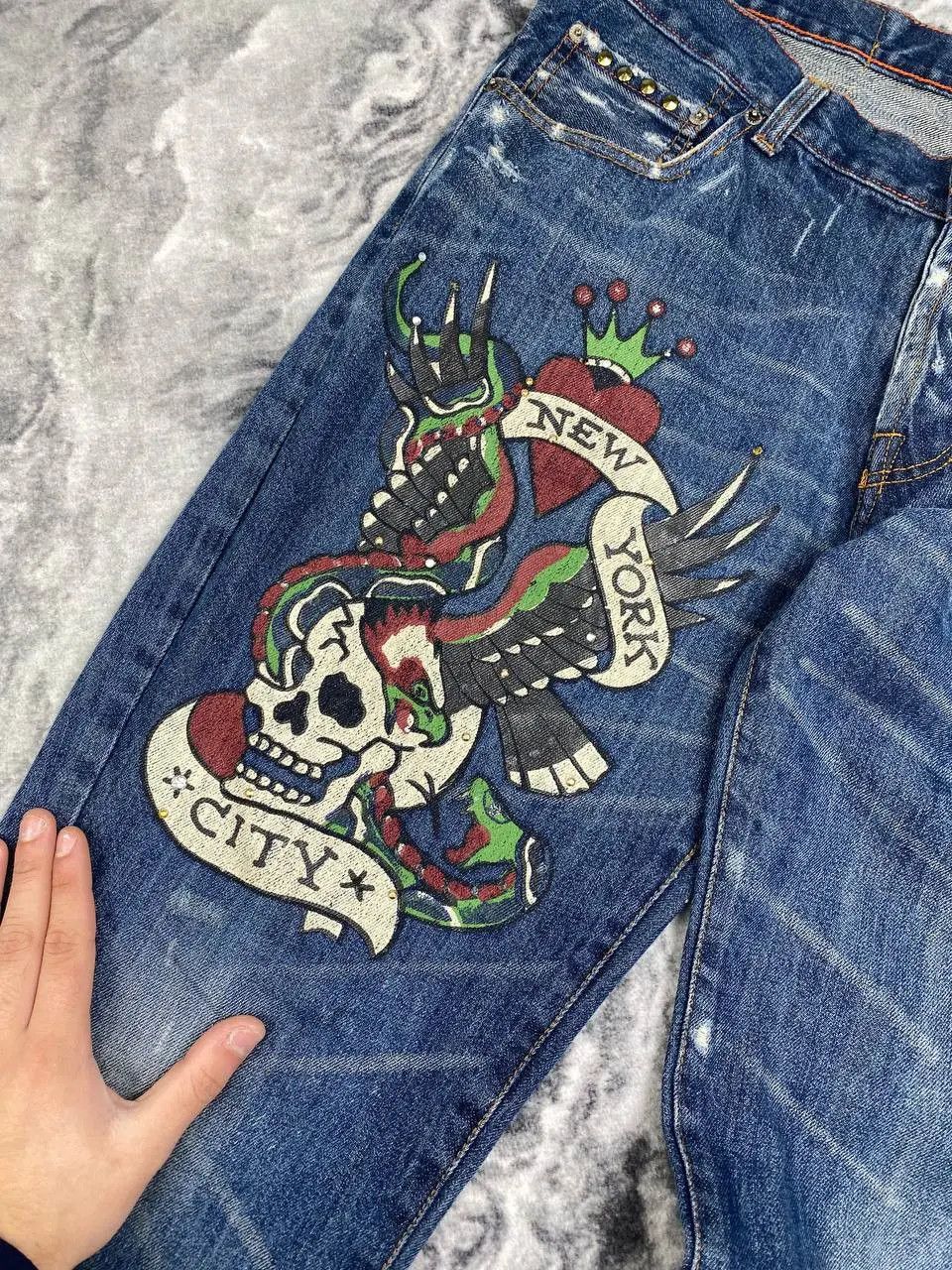 Ed Hardy Vintage Ed Hardy by Christian Audigier Denim Jeans Big Logo Size US 34 / EU 50 - 3 Thumbnail
