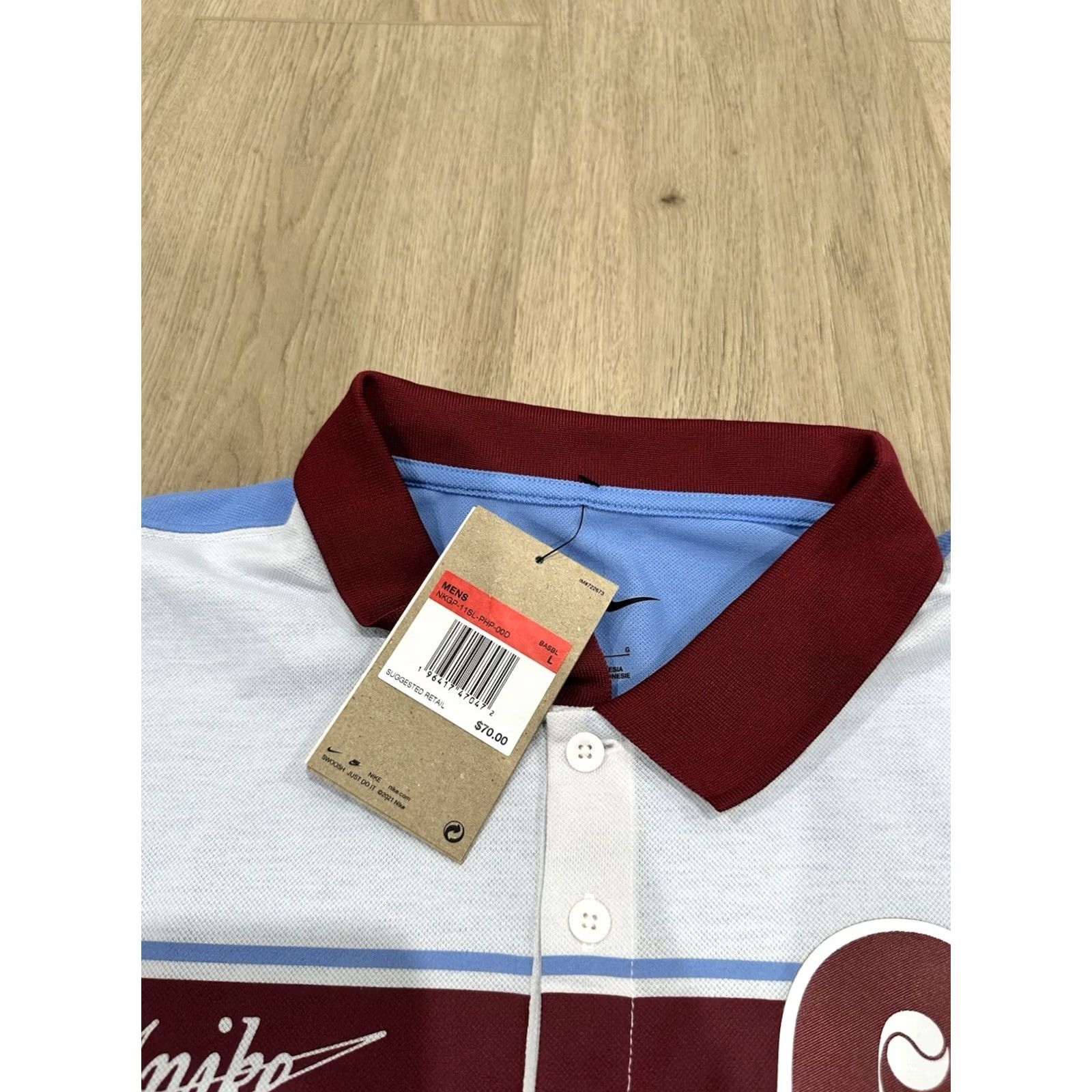 Nike NWT Nike Dri-Fit Polo Philadelphia Phillies Throwback Logo Men's L Blue Shirt Polo Baseball Nike Size US L / EU 52-54 / 3 - 7 Thumbnail