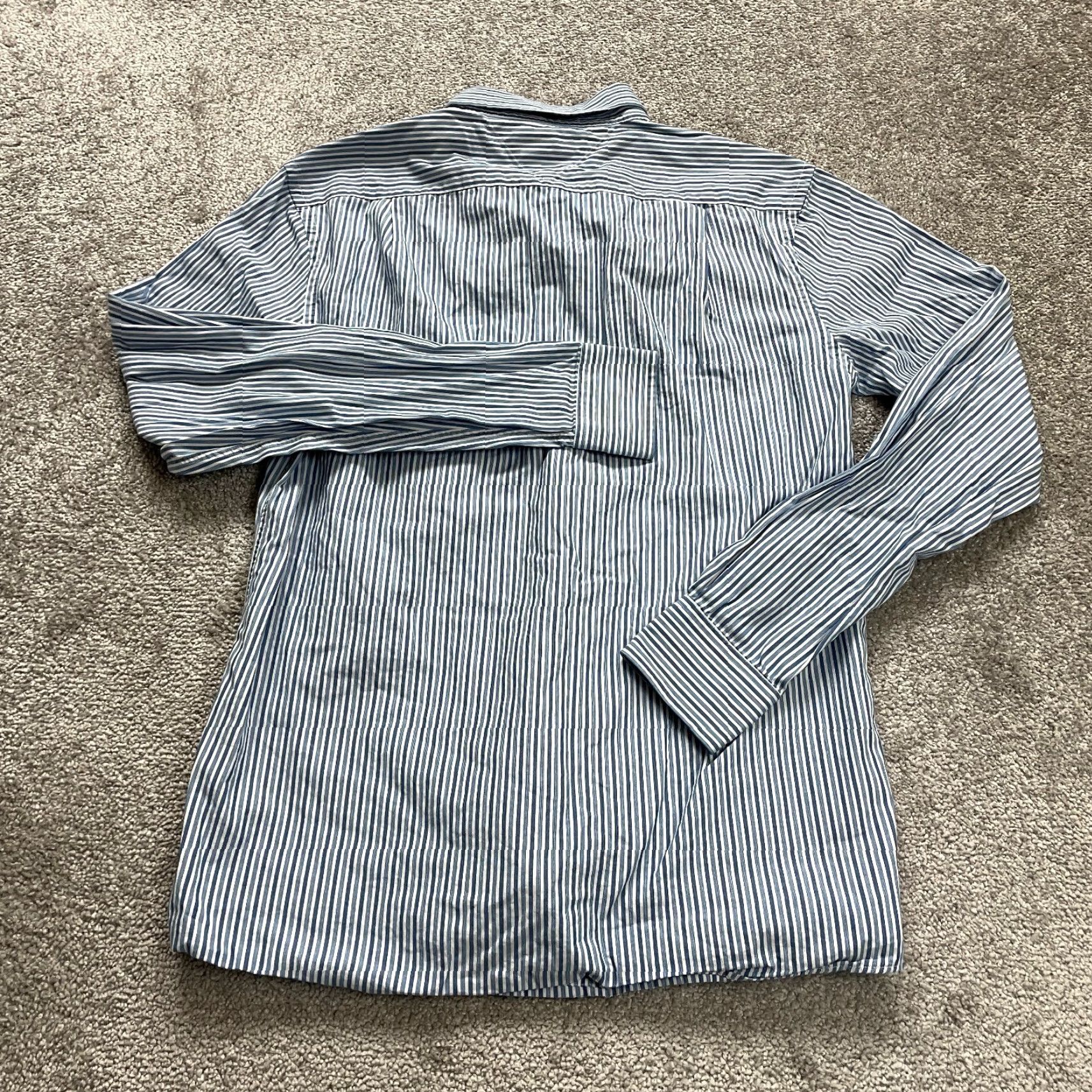 Tommy Hilfiger VINTAGE Tommy Hilfiger Dress Shirt Mens 15.5 Blue White Striped Long Sleeve Button-Down Casual Size 40R - 2 Thumbnail
