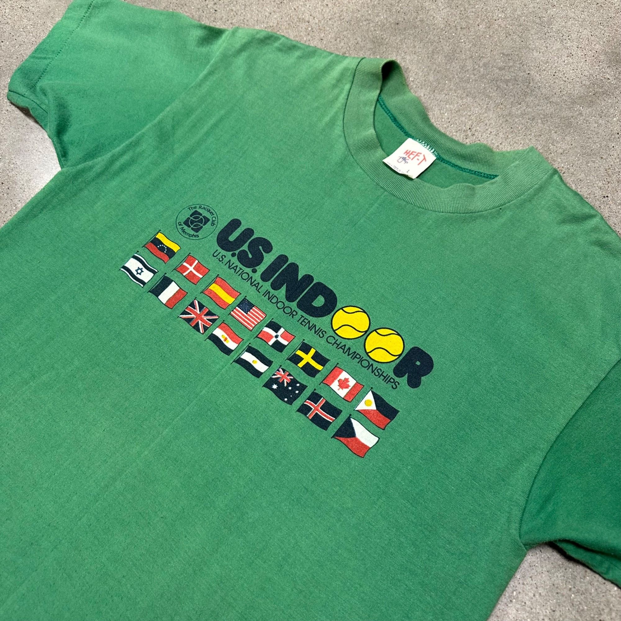 Vintage Vintage 80s US Indoor National Tennis Championship Shirt Size US L / EU 52-54 / 3 - 2 Thumbnail