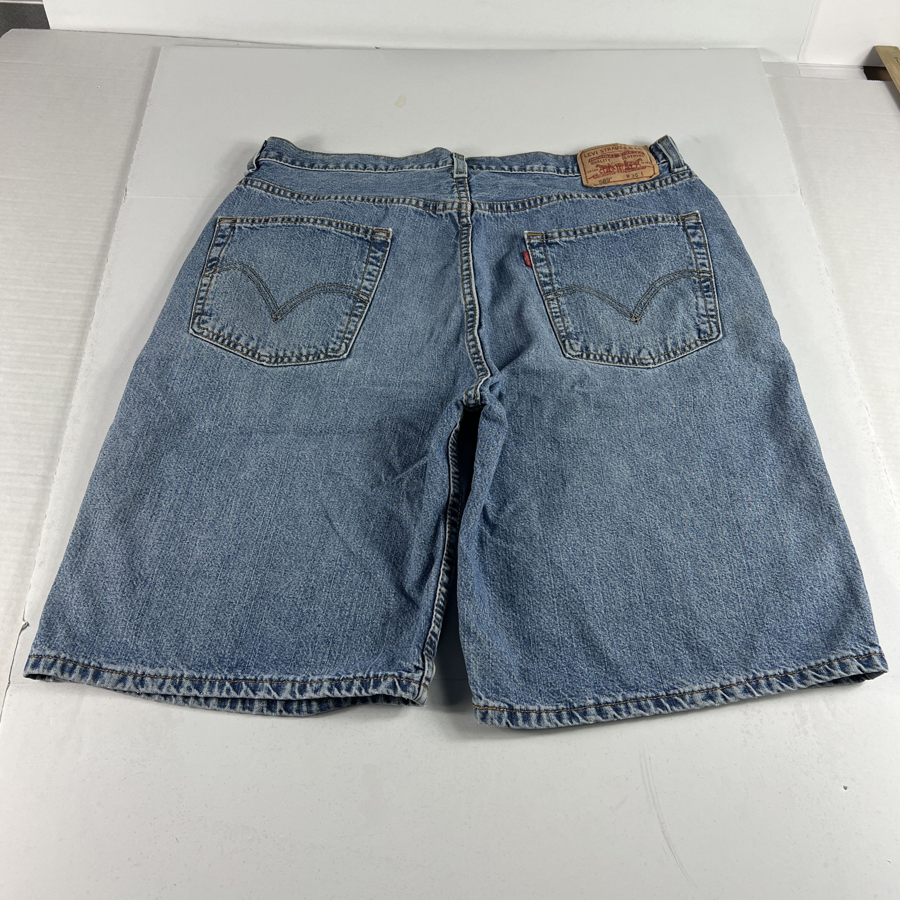 Levi's × Vintage Y2K Levi's Jean Shorts 569 Loose Faded Bermuda Denim Jorts Size US 36 / EU 52 - 6 Thumbnail