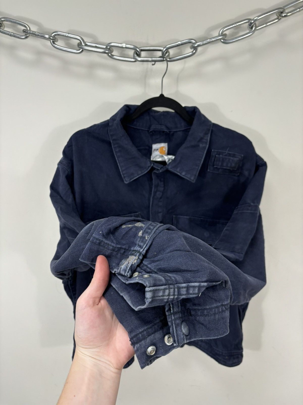 Carhartt Vintage Carhartt FR Navy Blue Workwear Boxy Cropped Jacket Size US L / EU 52-54 / 3 - 8 Thumbnail