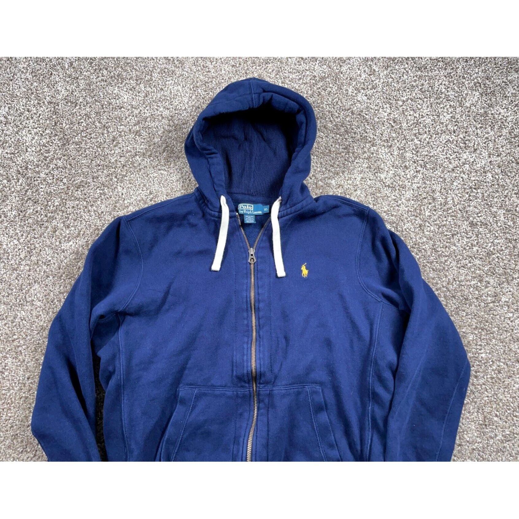 Polo Ralph Lauren Big and Tall Dark Blue Thermal Polo Ralph Lauren Heavyweight Hoodie for Adult XL Size Grailed