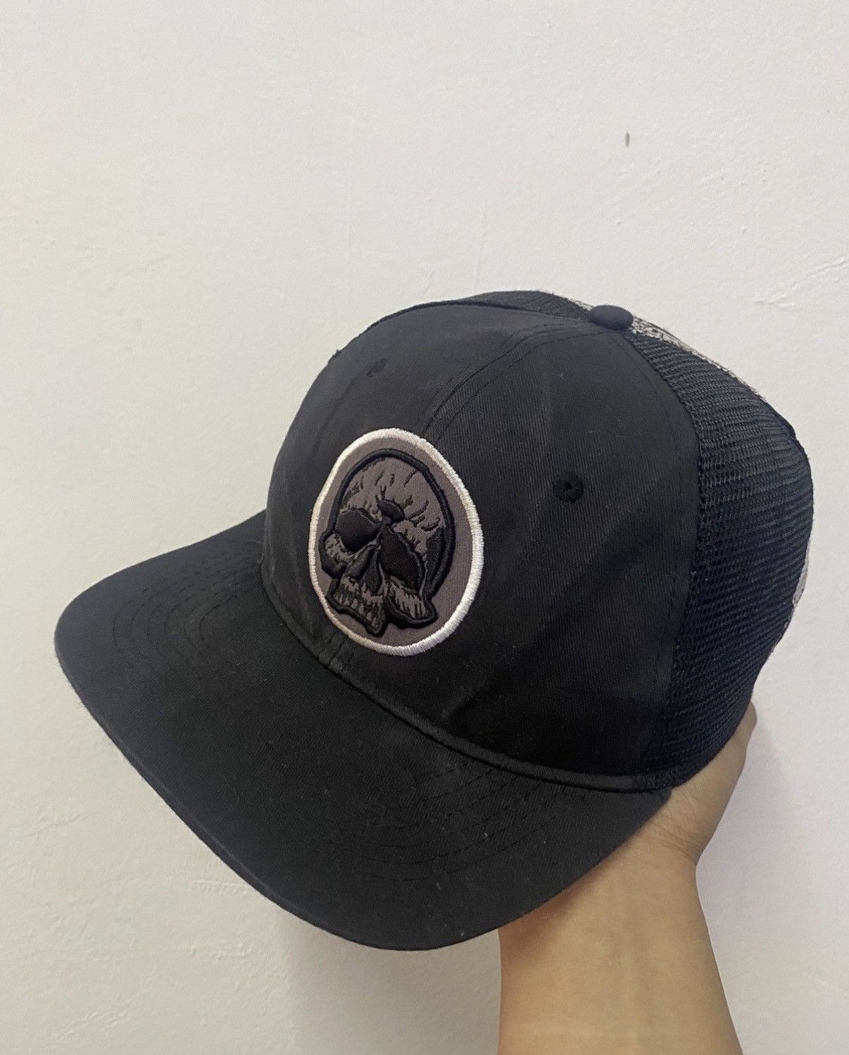 Japanese Brand VTG JACK Brand Skull Overprints Trucker Hat Size ONE SIZE - 3 Thumbnail