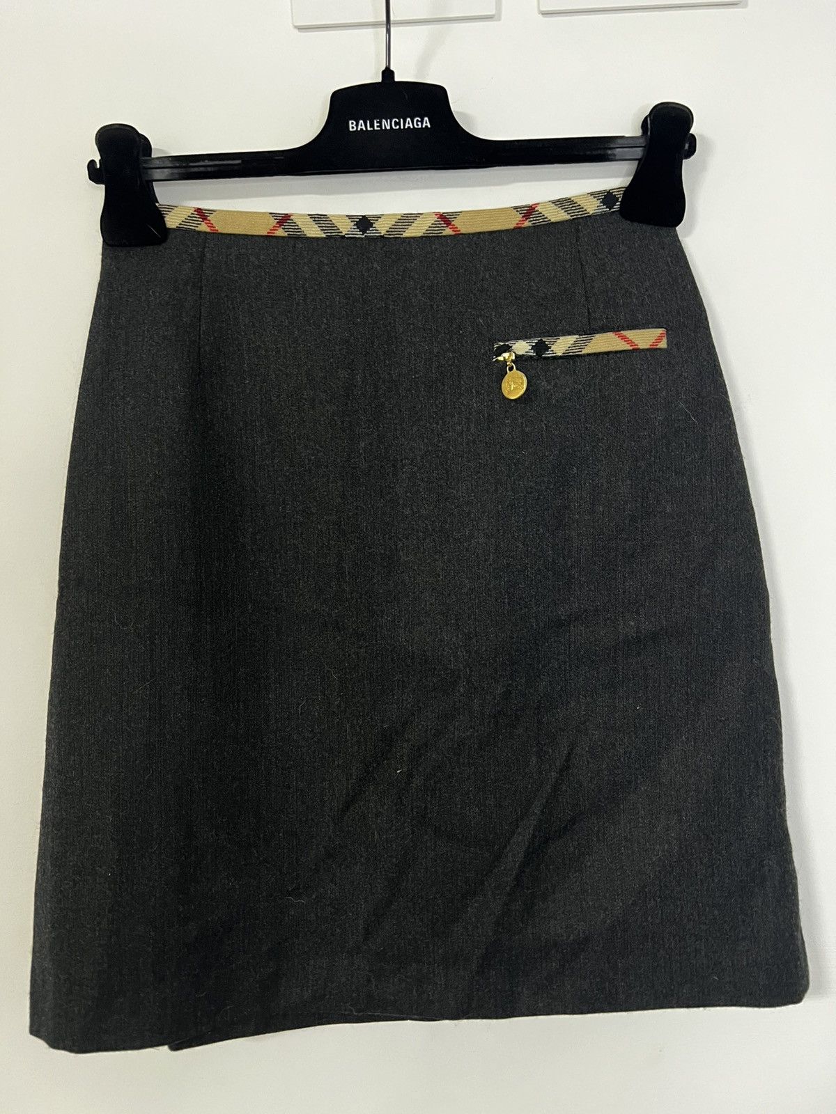 Burberry Burberrys skirt nova check gray S/M wool Size 28" / US 6 / IT 42 - 1 Thumbnail