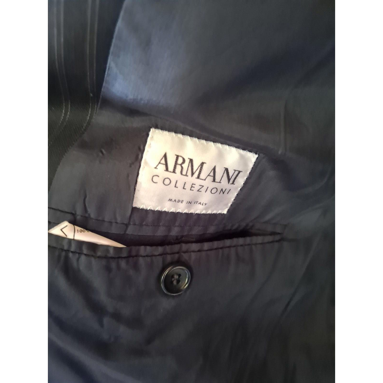 Armani Collezioni Armani Collezioni Blue Pinstripe Suit Jacket Size 46L Size 46R - 3 Thumbnail