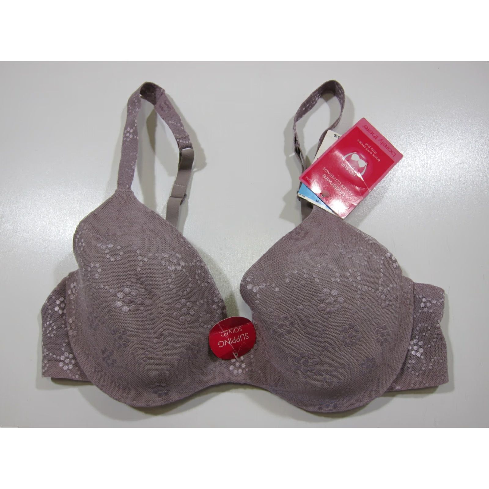 Vintage NWT Barely There No Slip Fit Purple Padded Molded Underwire Fuller Coverage 34C Size ONE SIZE - 5 Thumbnail