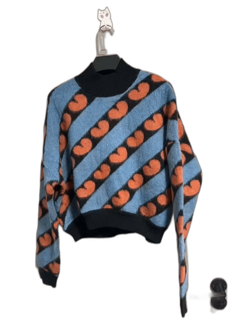Marni Marni Heart Pattern Sweater in Blue Size S / US 4 / IT 40 - 1 Thumbnail