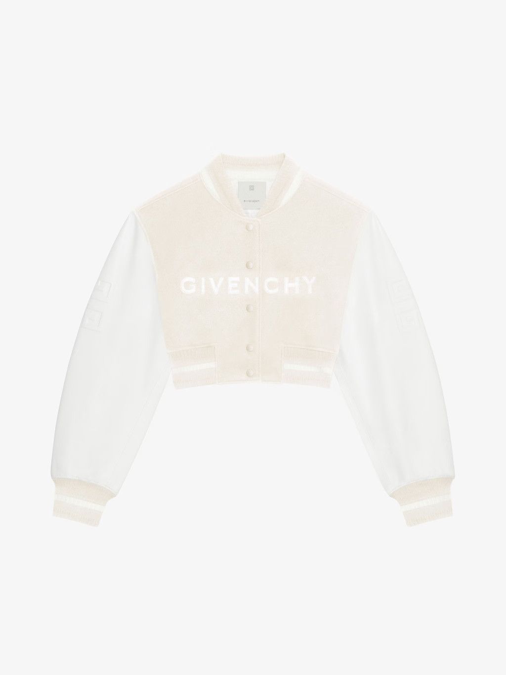 Givenchy o1srvl11e0725 Cropped Varsity Jacket in White Size S / US 4 / IT 40 - 1 Preview