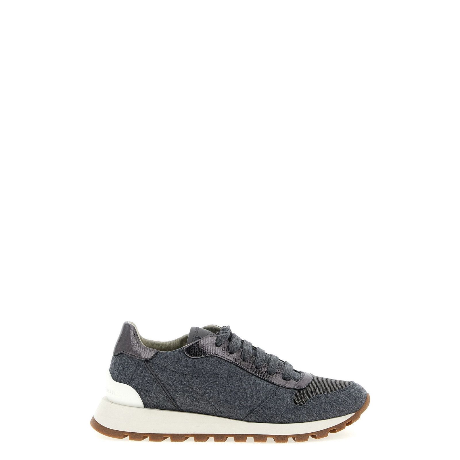 Brunello Cucinelli BRUNELLO CUCINELLI Runners Gray Wool Sneakers New & Authenti Size US 8 / IT 38 - 1 Thumbnail