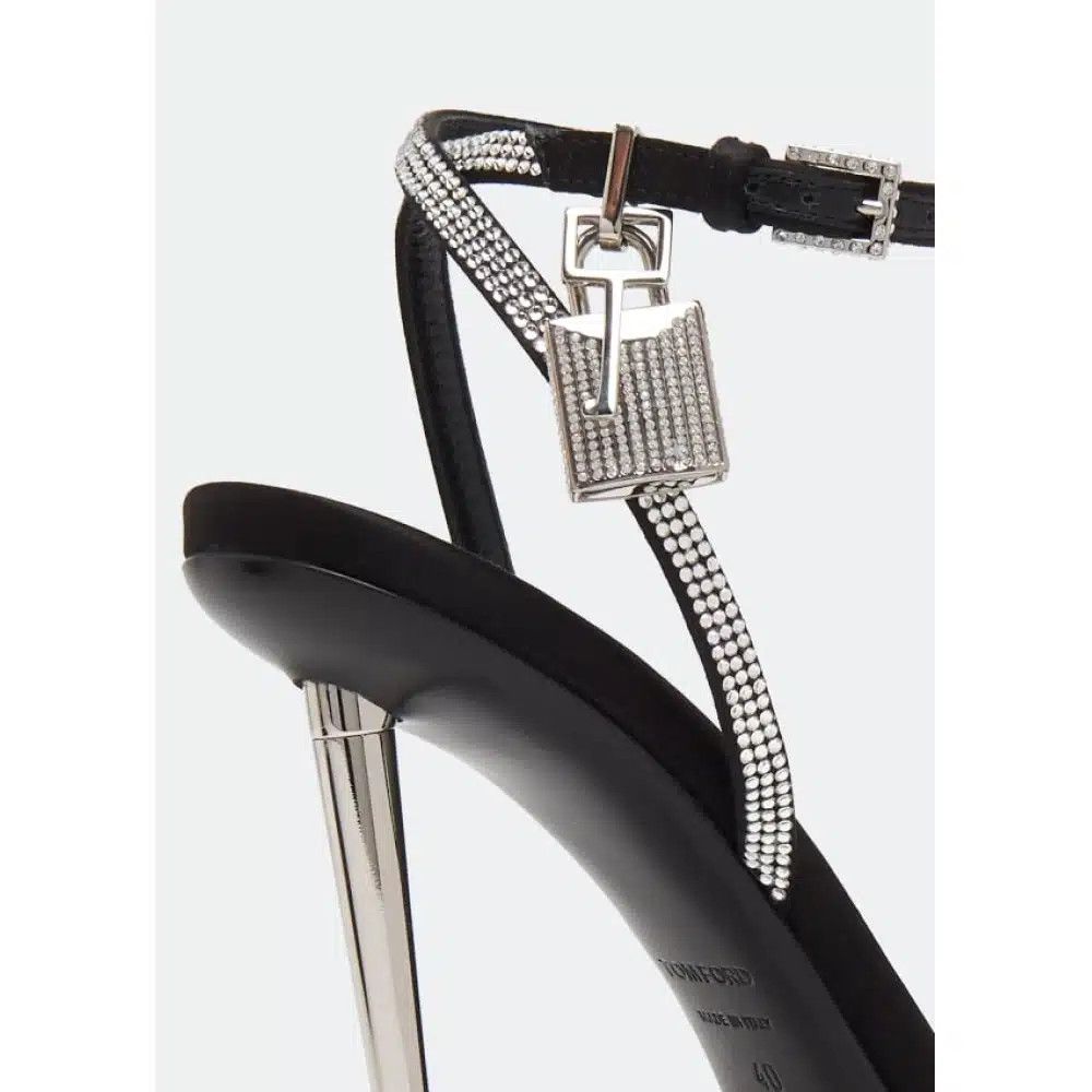 Tom Ford o1loc1c1224 W2272 Padlock Naked Sandals in Black Silver Size US 11 / IT 41 - 3 Thumbnail