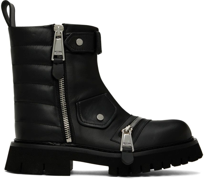 Moschino o1y0225 Zipper Ankle Boots in Black Size US 7 / EU 40 - 1 Thumbnail