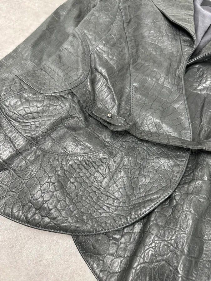 Emporio Armani 2000s Emporio Armani Crocodile Embossed Grey Leather Jacket Size S / US 4 / IT 40 - 6 Thumbnail