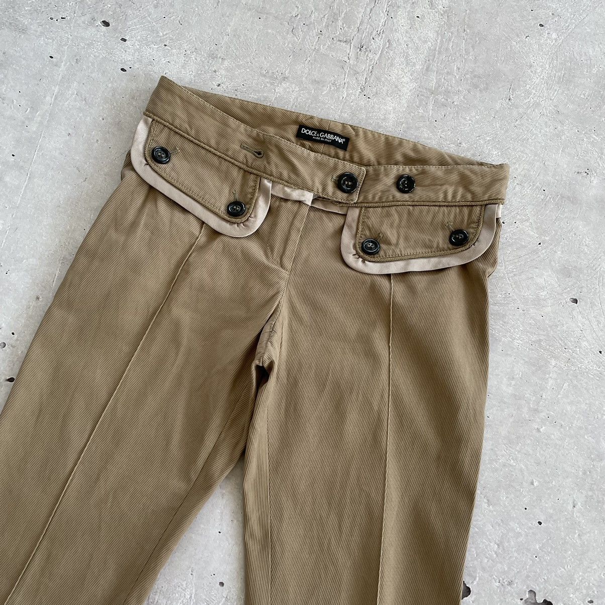 Dolce & Gabbana × Vintage DOLCE & GABBANA D&G Tan Cotton Textured Crest Button Pants Size 27" / US 4 / IT 40 - 2 Thumbnail