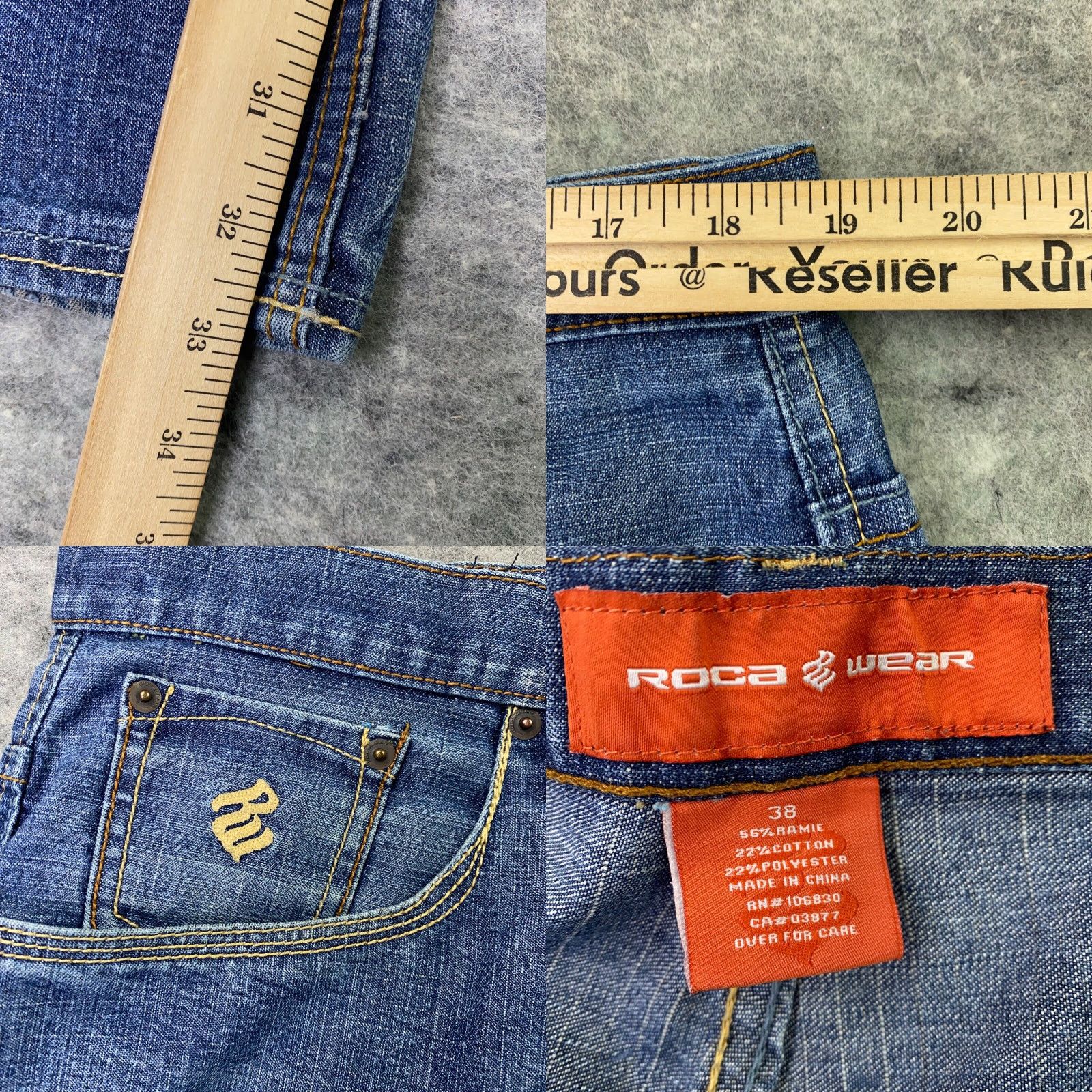 Rocawear VINTAGE Roca Wear Mens Jeans 38x33 Blue Wide Leg Loose Baggy Grunge SK8 Y2K Size US 38 / EU 54 - 8 Thumbnail