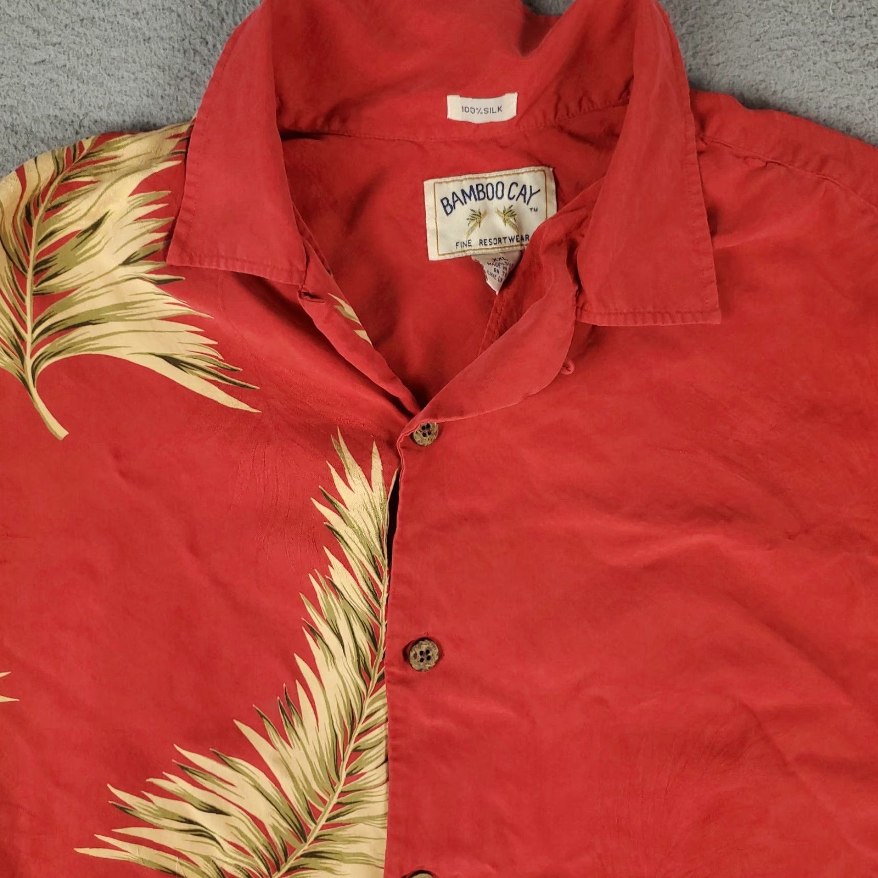Vintage VINTAGE Burma Bibas Shirt Mens 2XL Red Silk Floral Button-Up Casual Hawaiian Tropical 90s Mens Size US XXL / EU 58 / 5 - 2 Thumbnail