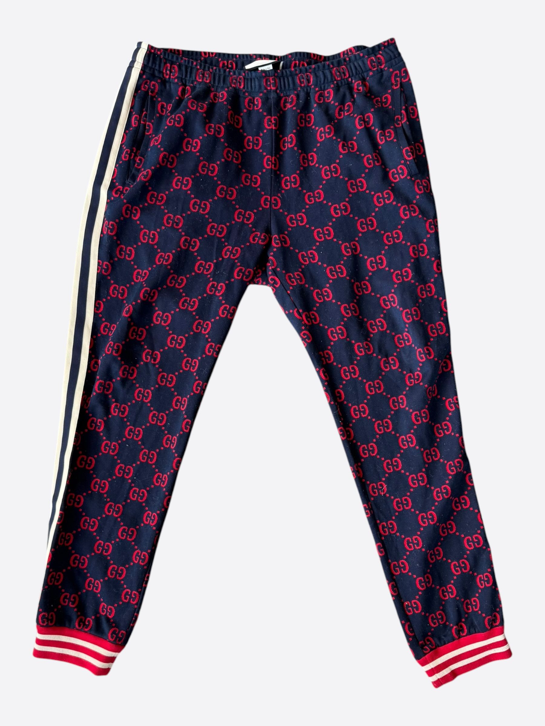 Gucci Gucci Navy & Red GG Monogram Jacquard Track Pants Size US 40 / EU 56 - 1 Thumbnail