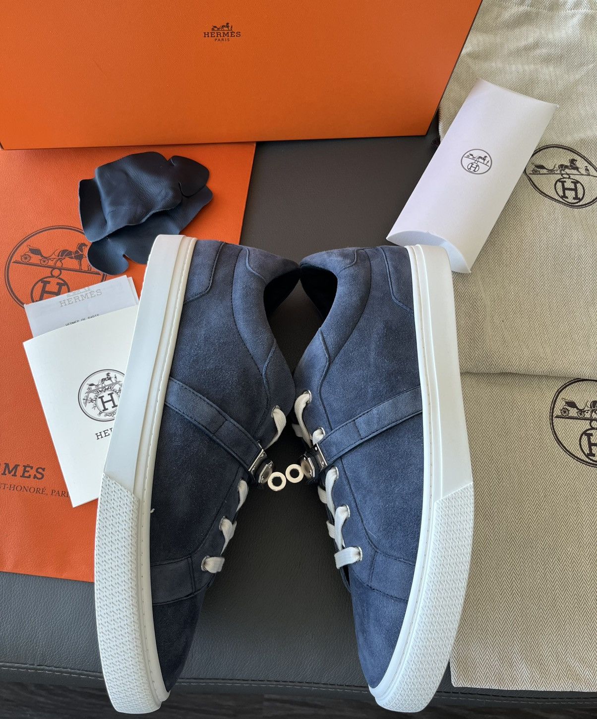 Hermes Hermes Day Sneaker Suede Chevre Velours Blue Celeste Size US 10.5 / EU 43-44 - 10 Thumbnail