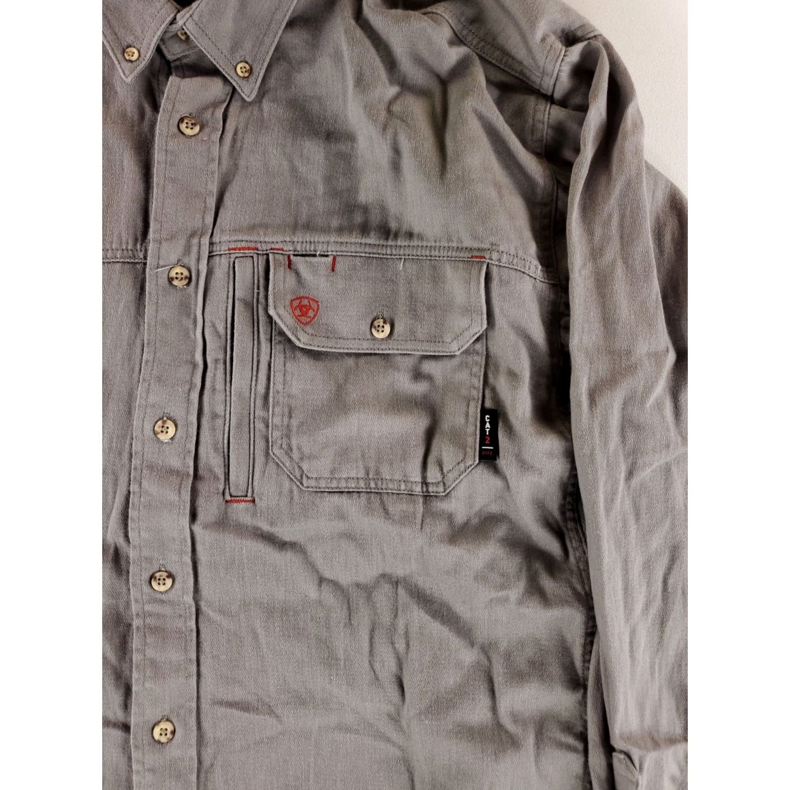 Ariat Ariat FR Solid Vent Work Shirt Long Sleeve Gray Mens XLT Big & Tall Size US XL / EU 56 / 4 - 3 Thumbnail