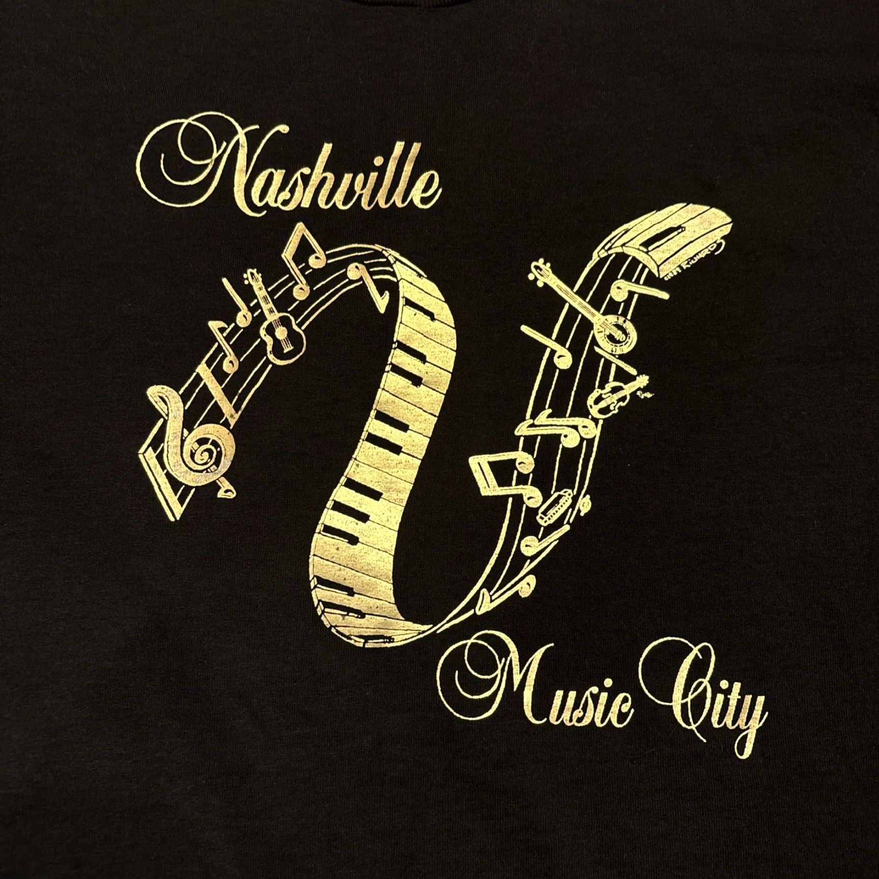 Vintage VINTAGE Screen Stars Nashville T Shirt Black XL Men Music City 90s Concert Merch Shirt Mens Size US XL / EU 56 / 4 - 2 Thumbnail