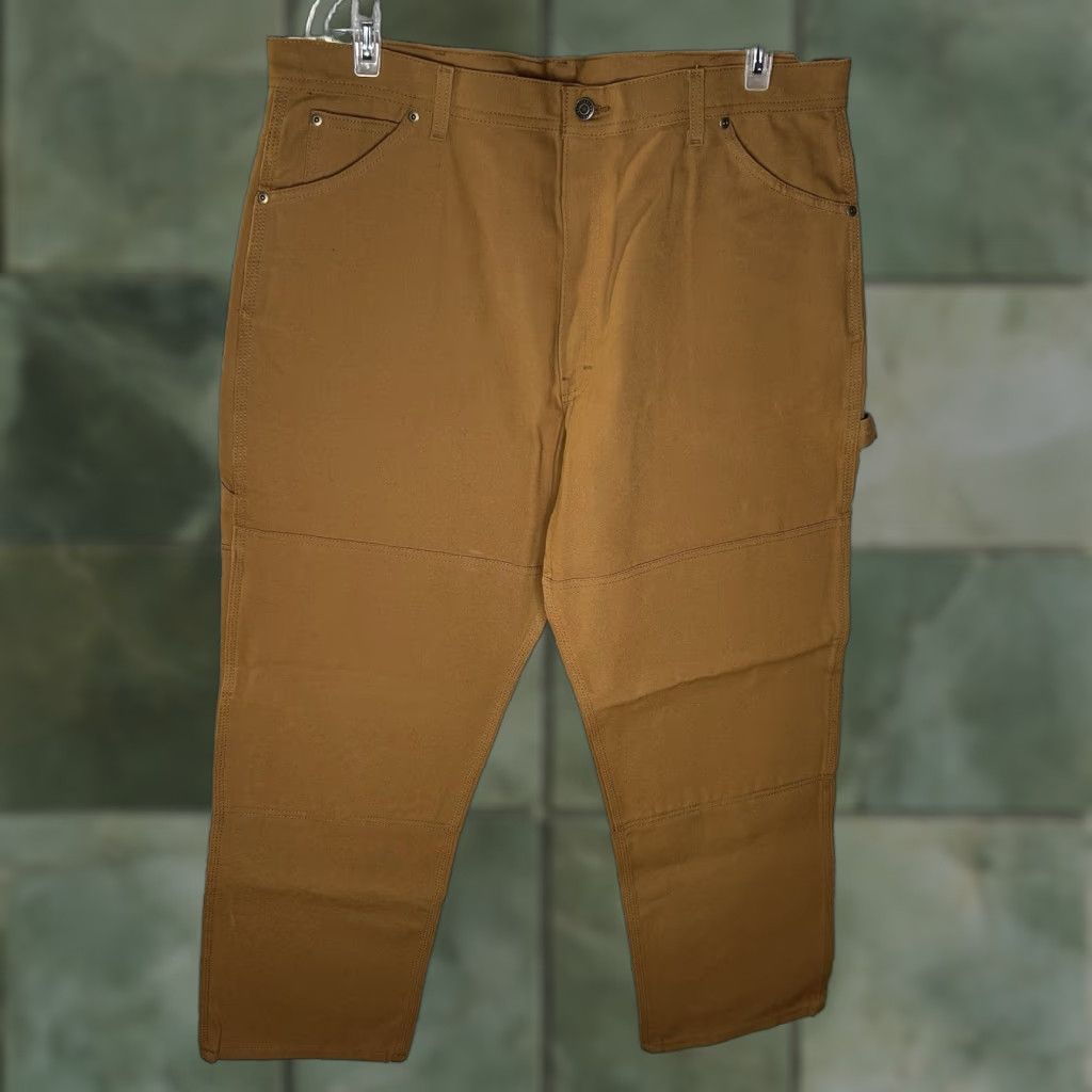 VINTAGE Key Carpenter Work Pants Canvas 40x30 Mens Brown 40 Regular Inseam 30 Utility Pockets Reinforced Knee Duck Dungaree