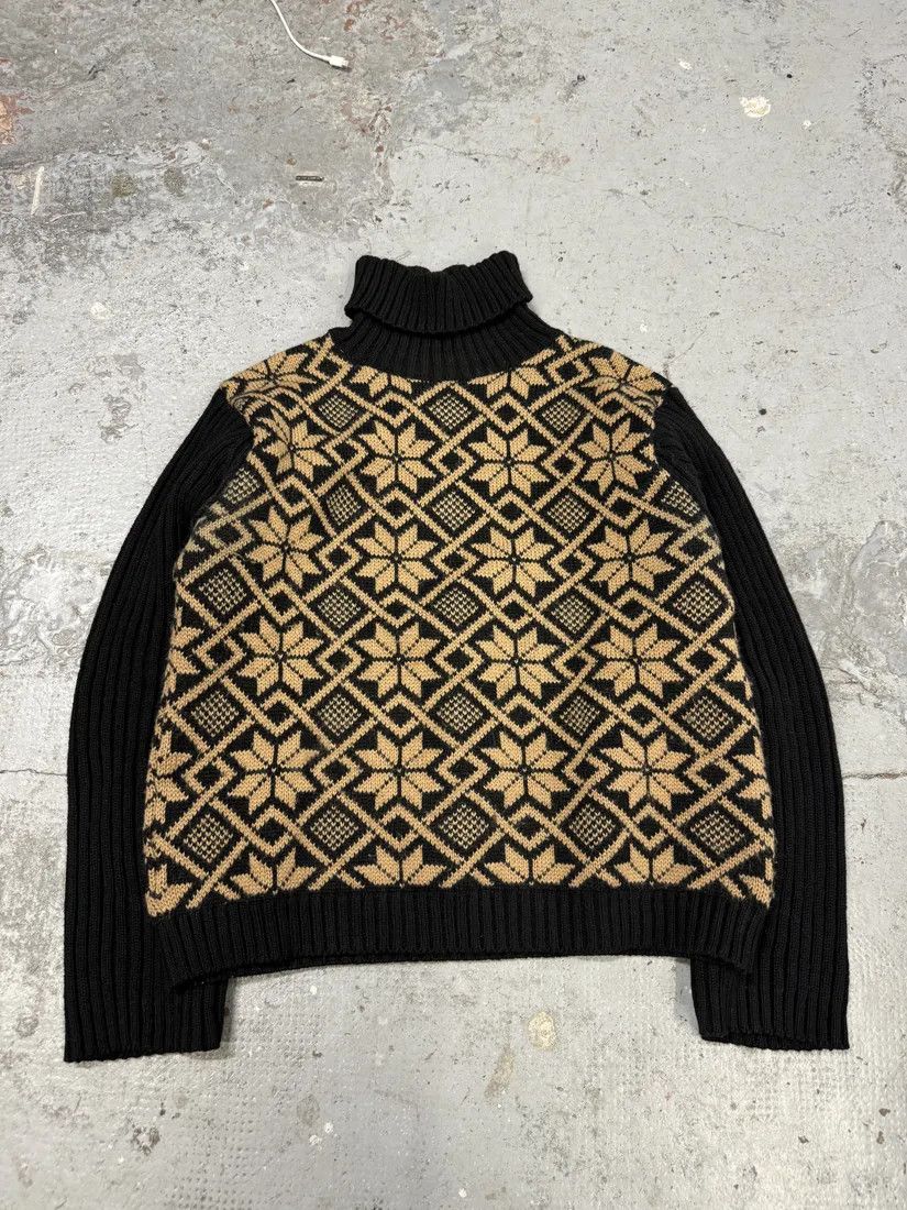 Designer × Dolce & Gabbana × Vintage 1990s Dolce & Gabbana Black Mozaic Wool Turtleneck Size US M / EU 48-50 / 2 - 8 Thumbnail