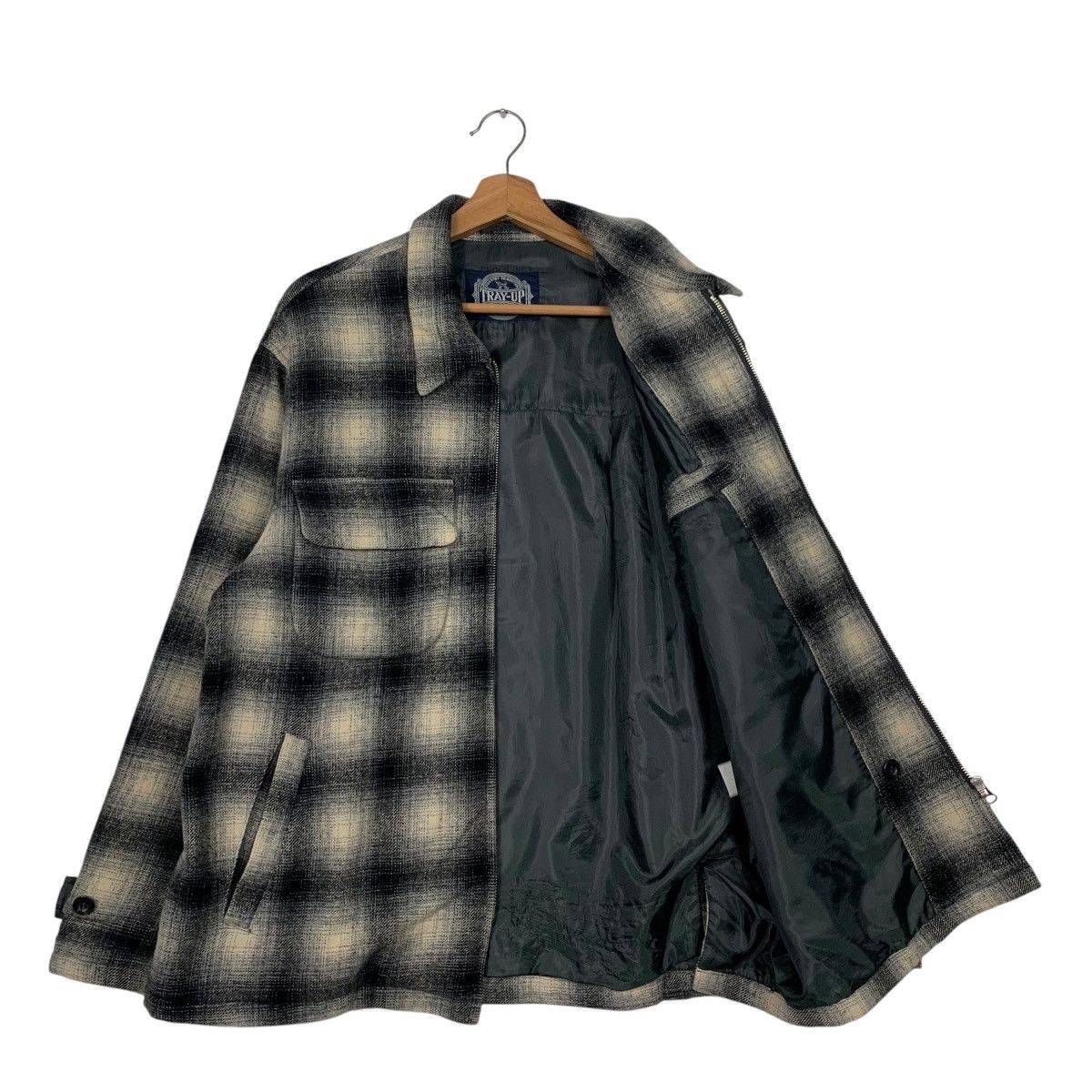 Vintage Vintage 90s Shadow Plaid Zipper Flannel Jacket #2442-C109 Size US L / EU 52-54 / 3 - 9 Thumbnail
