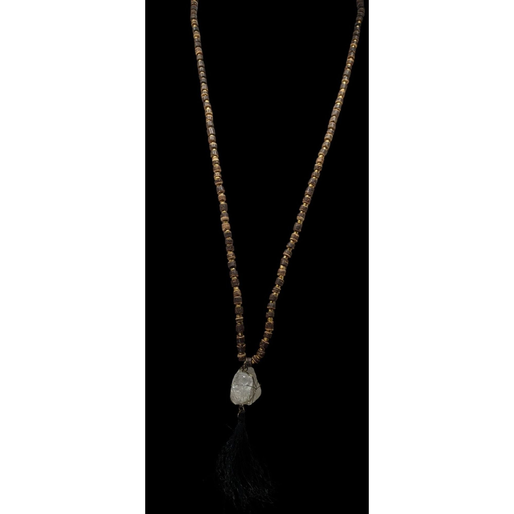 Other Vintage Bohemian Beaded Necklace With Natural Crystal Pendan Size ONE SIZE - 2 Thumbnail