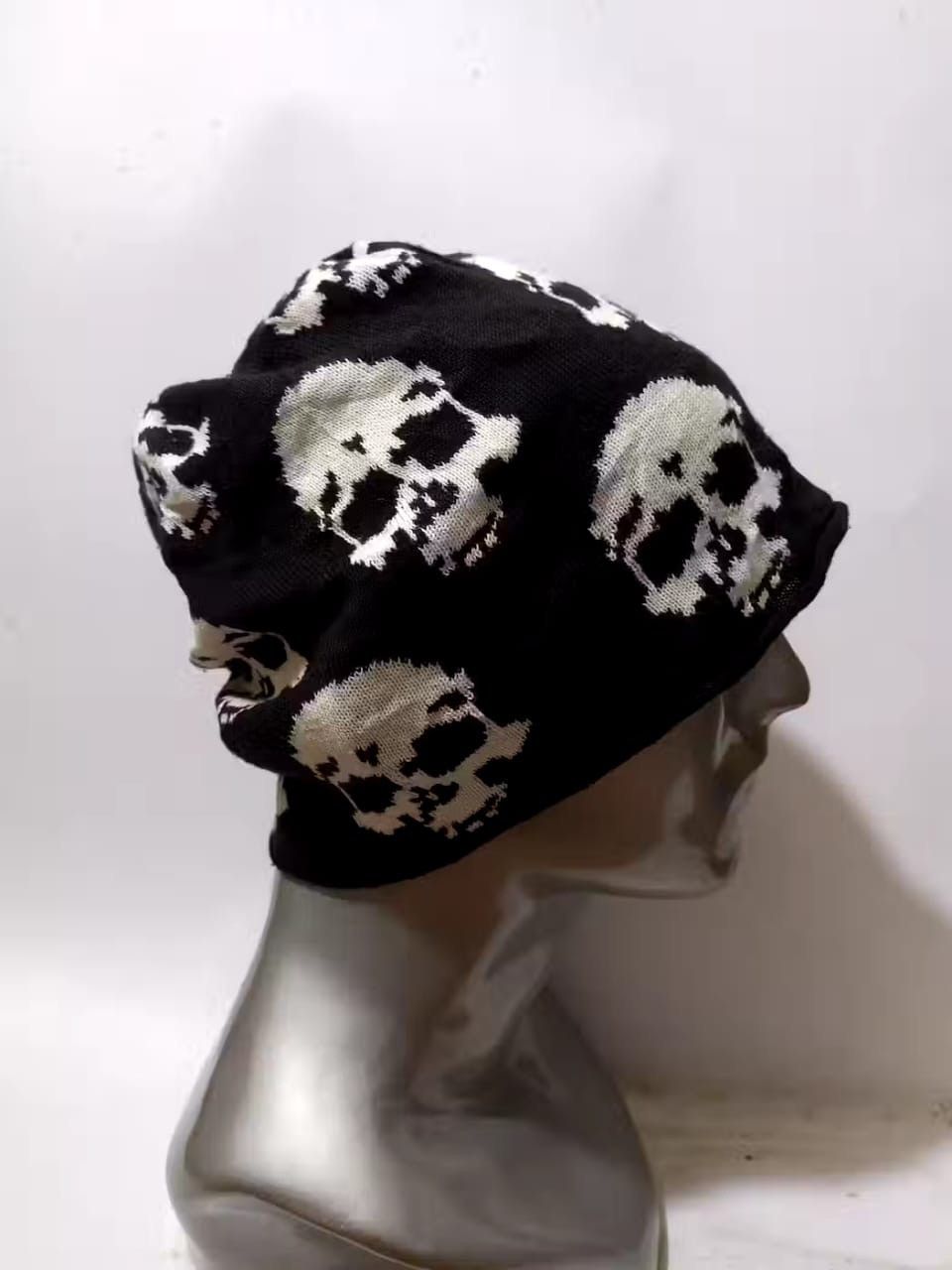 image of Avant Garde Full Print Skulls Skeleton Punk Bondage Beanie Hats in Black, Men's