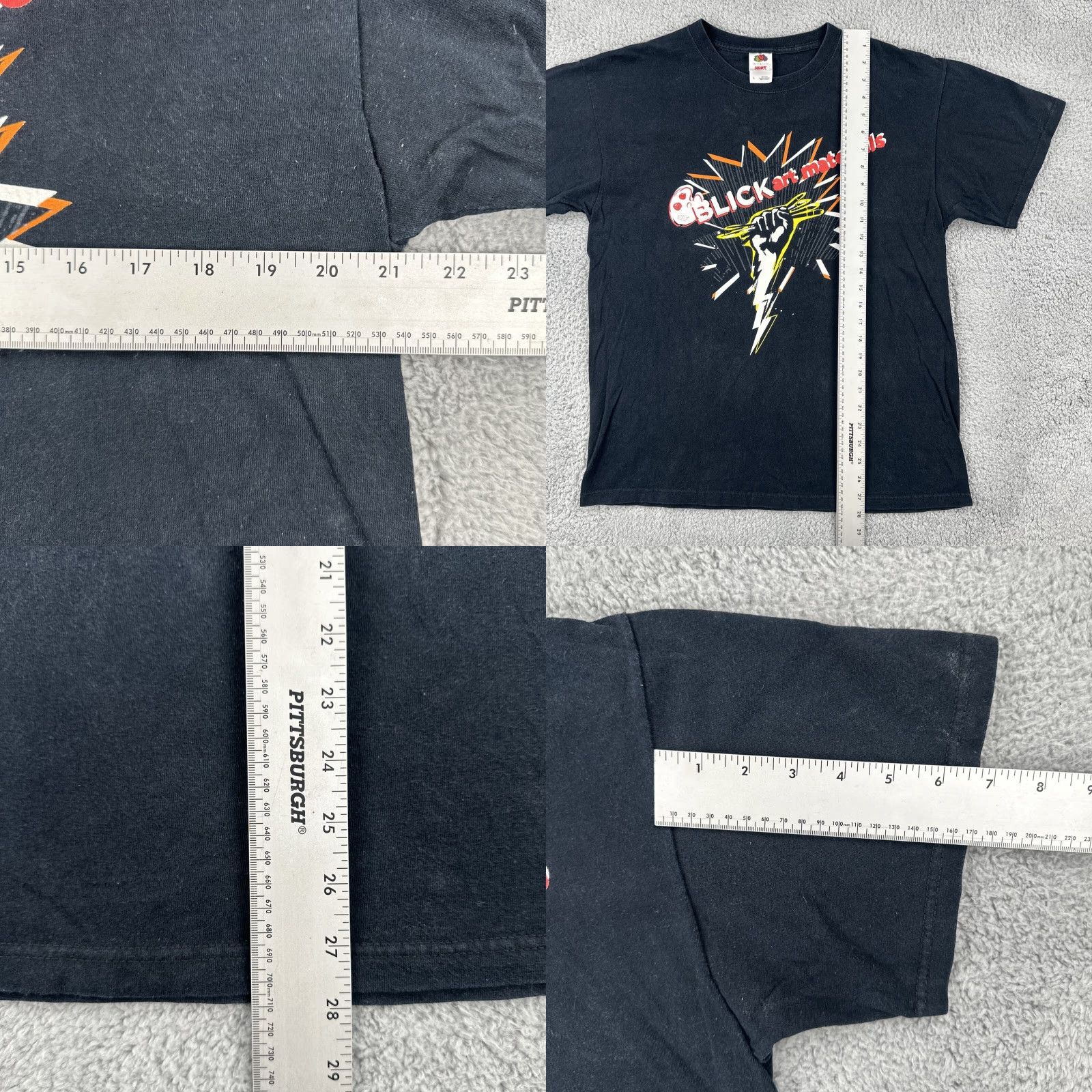 Fruit Of The Loom VINTAGE FOTL Heavy Mens L Black T Shirt SAIC Chicago BLICK Art Supplies Shirt Mens L Black 1990s Graphic Tee Size US L / EU 52-54 / 3 - 8 Thumbnail