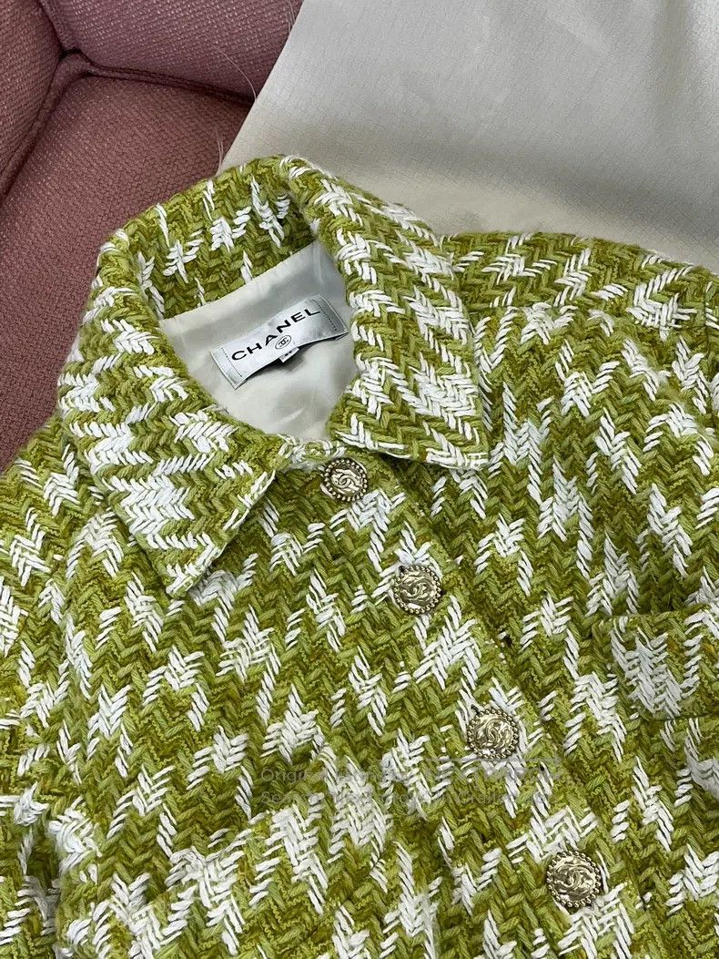 Chanel Chanel 22B grass green plaid woven jacket Size XS / US 0-2 / IT 36-38 - 2 Thumbnail