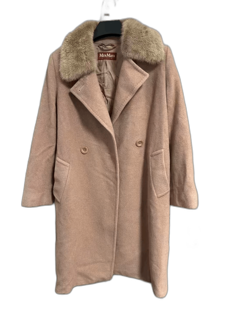 Max Mara Maxmara Wool Coat with Fur Collar Size M / US 6-8 / IT 42-44 - 1 Thumbnail