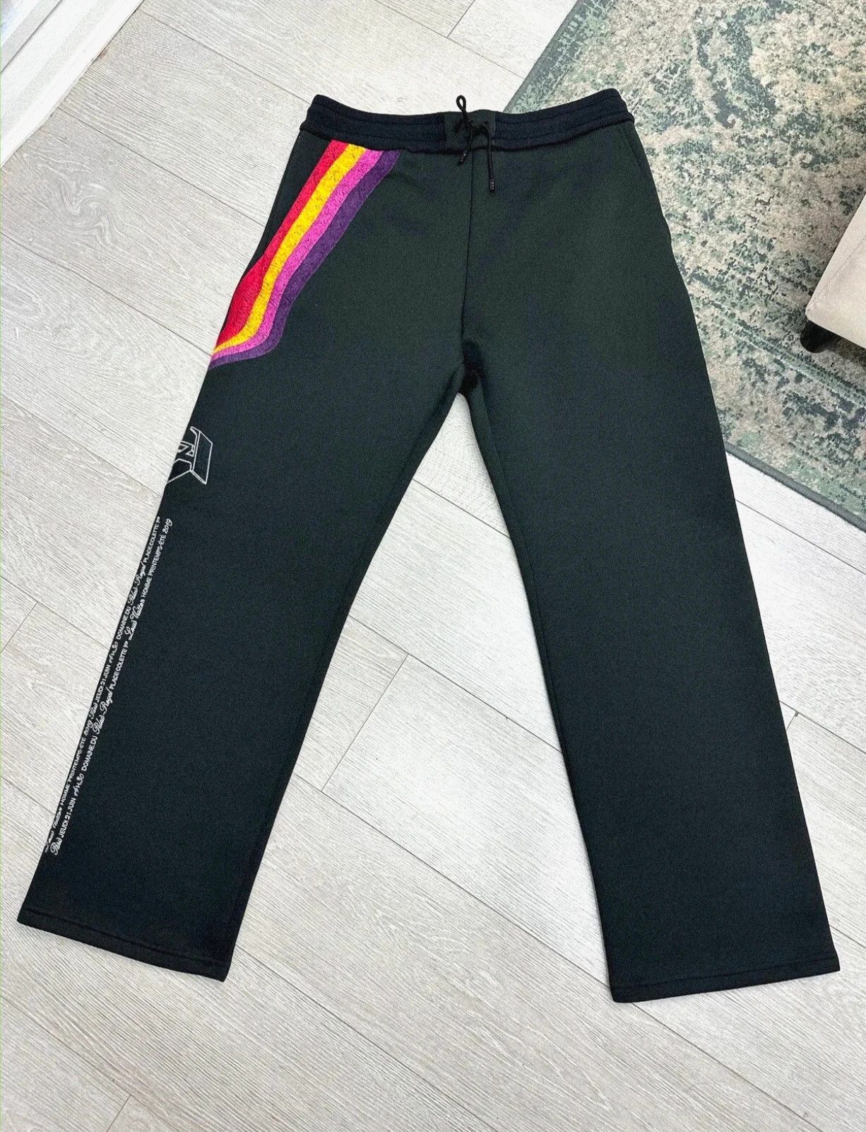 image of Louis Vuitton Rainbow Embroidered Pants Size-Xl in Black, Men's (Size 36)