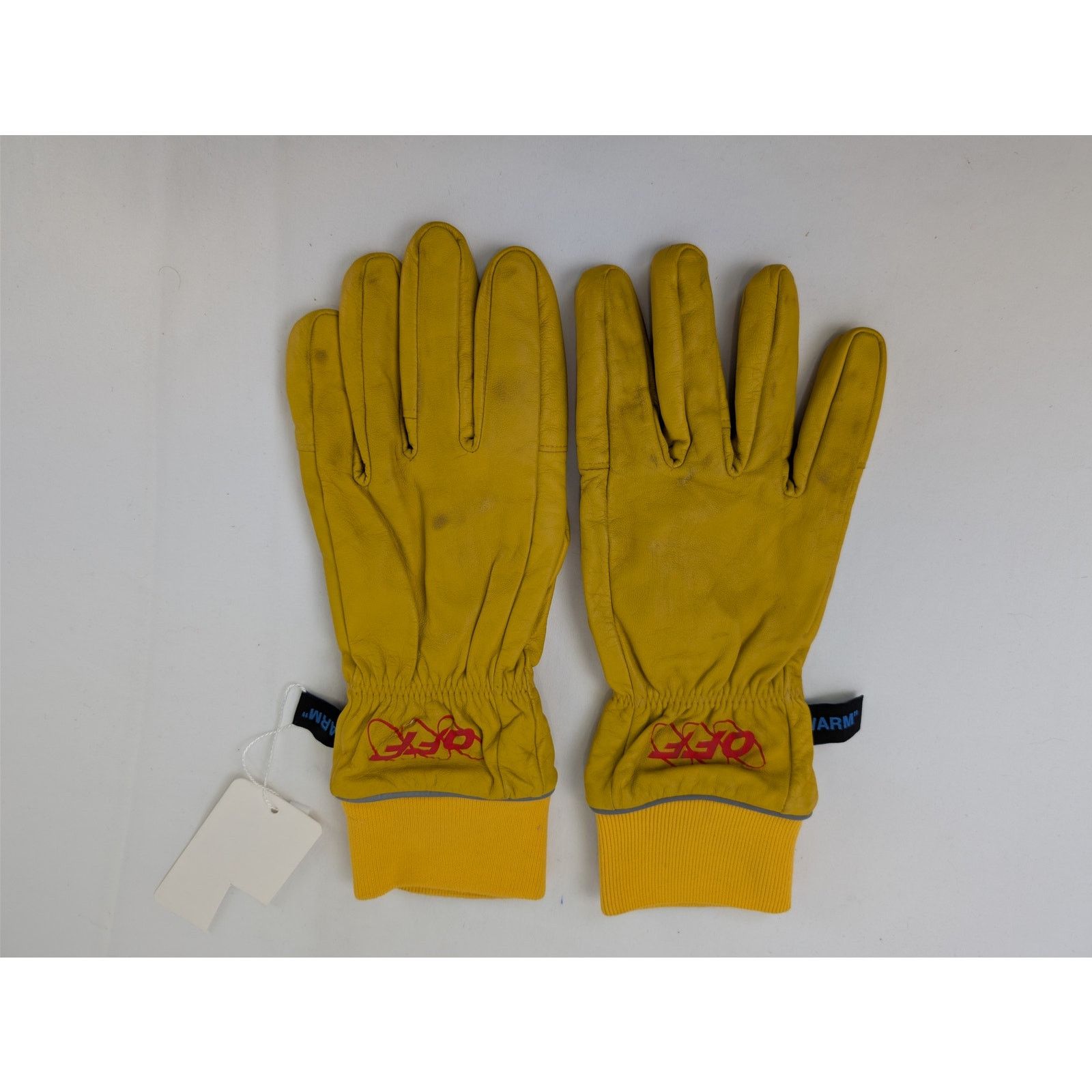 Off-White o1rshd1 Size: 10 / Distressed Logo Rib Cuff Gloves in Yellow Size ONE SIZE - 1 Thumbnail