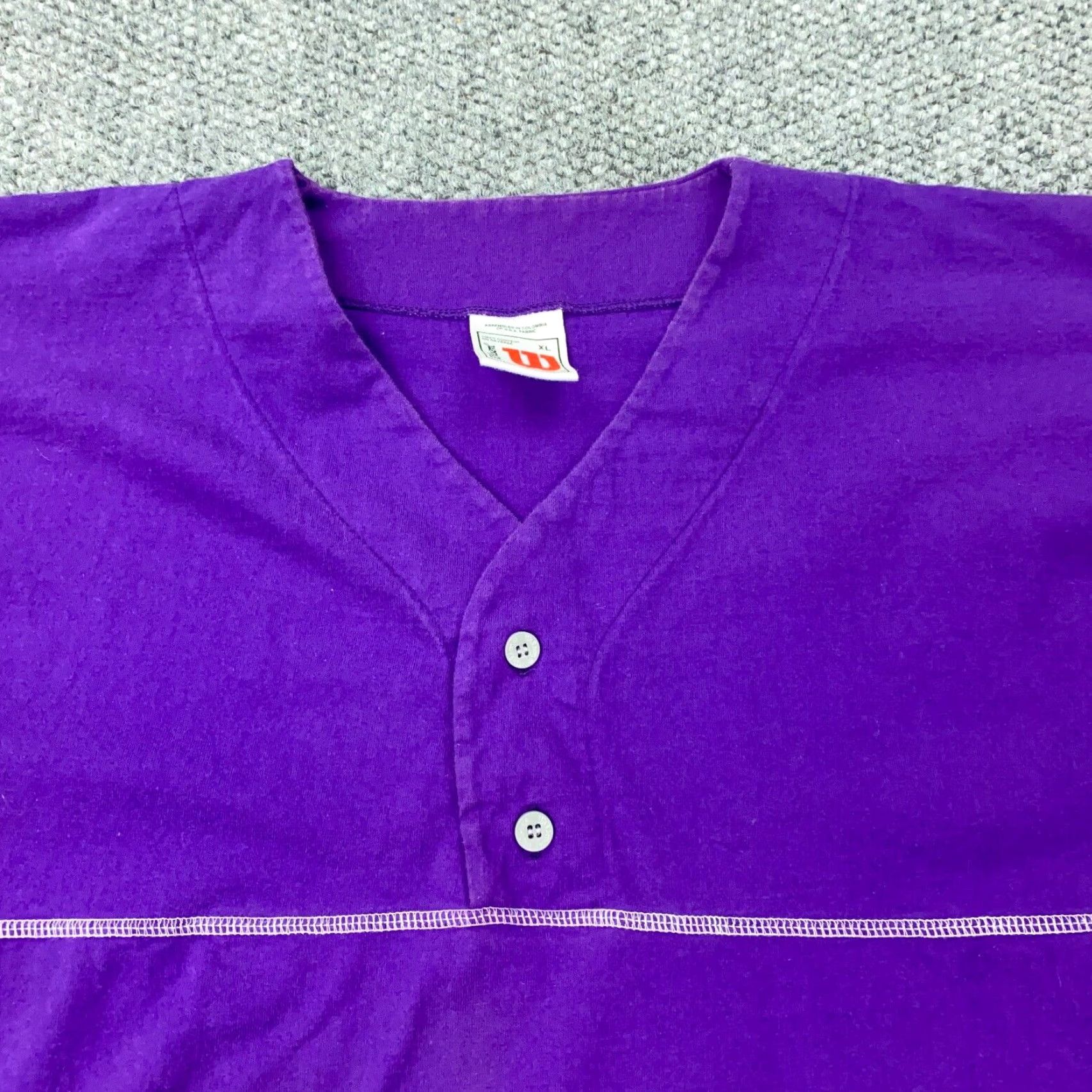 Wilson VINTAGE Wilson Henley Shirt Mens XL Purple Short Sleeve Baseball Jersey 90s Retro Size US XL / EU 56 / 4 - 4 Thumbnail