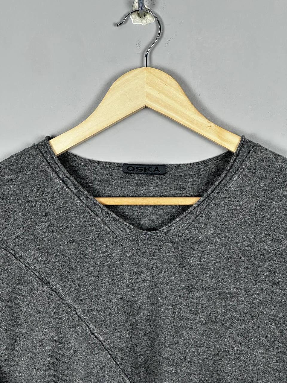 Japanese Brand Vintage Oska Luxury Cotton Asimetric Grey Sweatshirt Size S / US 4 / IT 40 - 4 Thumbnail