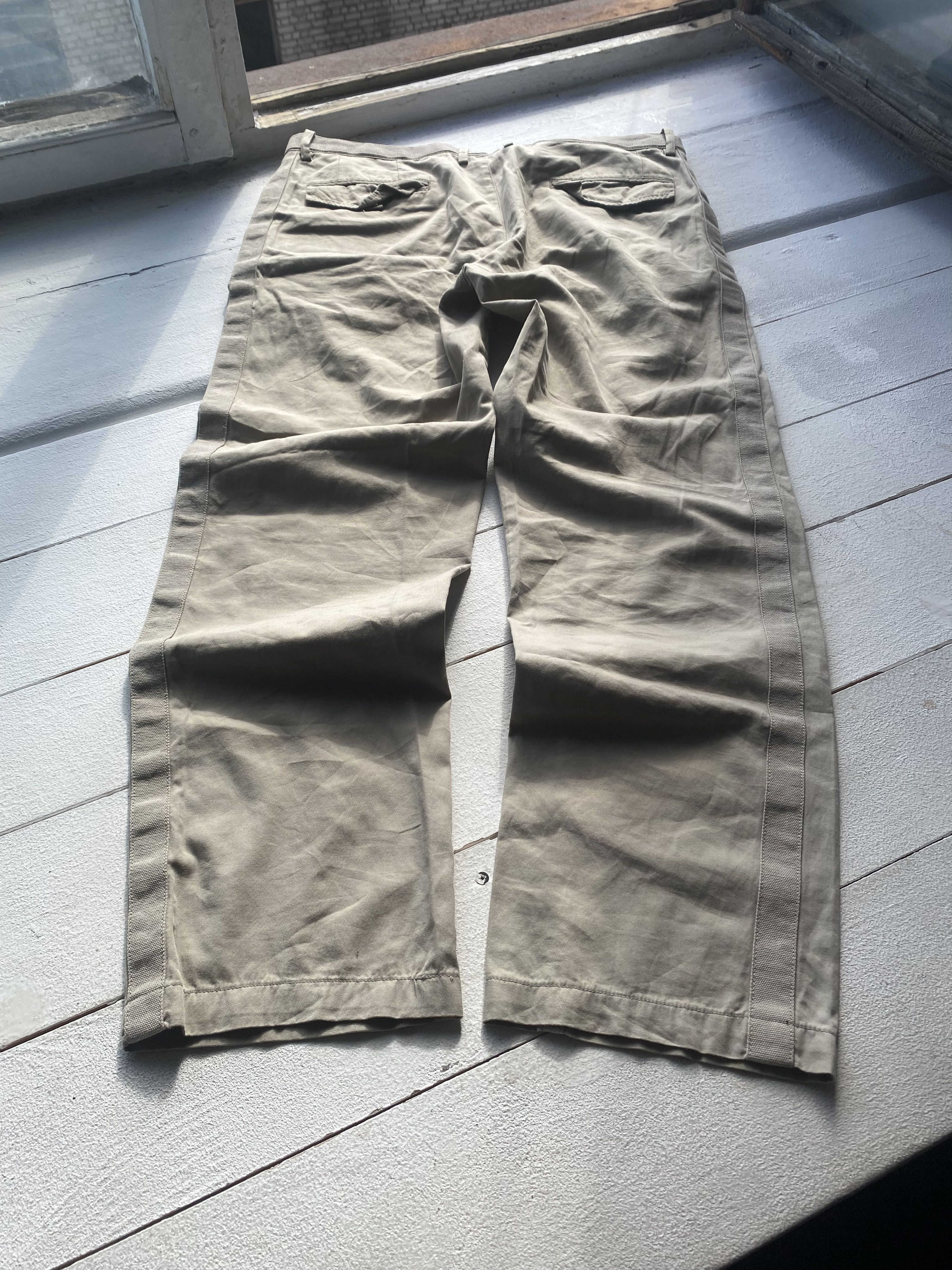Dolce & Gabbana × Vintage 90s Dolce Gabbana Beige Striped Belted Designer Pants 34 Size US 34 / EU 50 - 14 Thumbnail