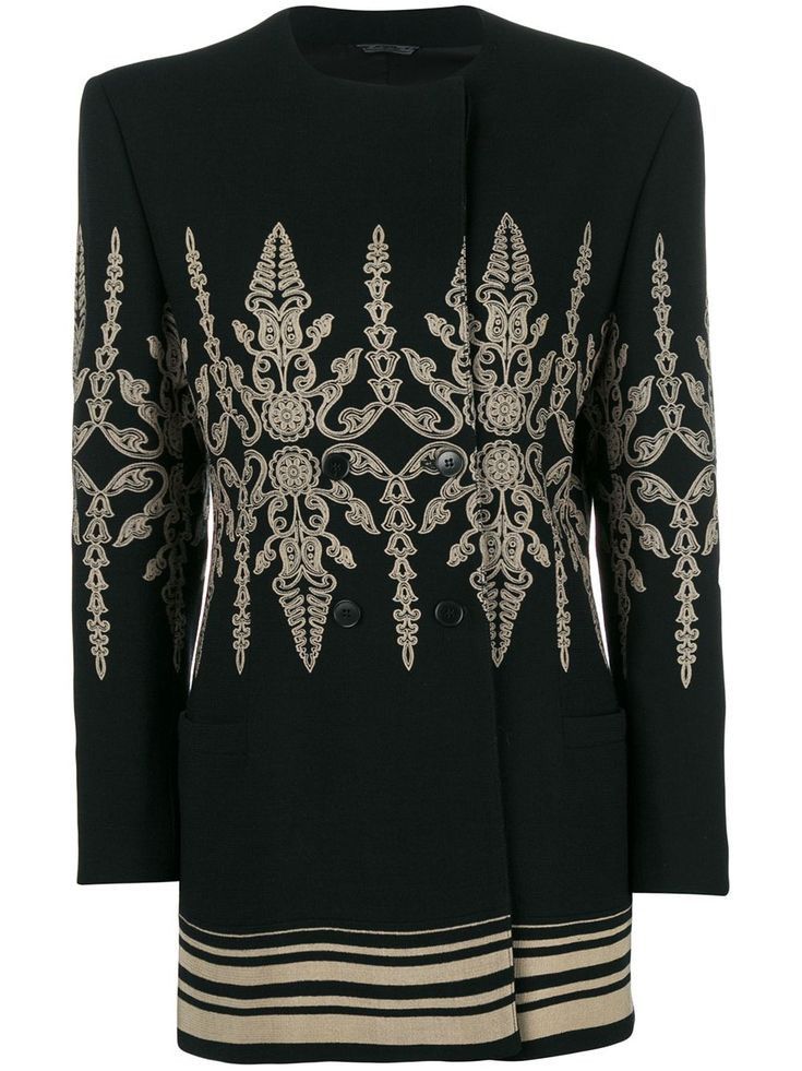 image of Gianni Versace x Versace Double Breasted Coat Blazer in Black/Gold, Women's (Size Medium)