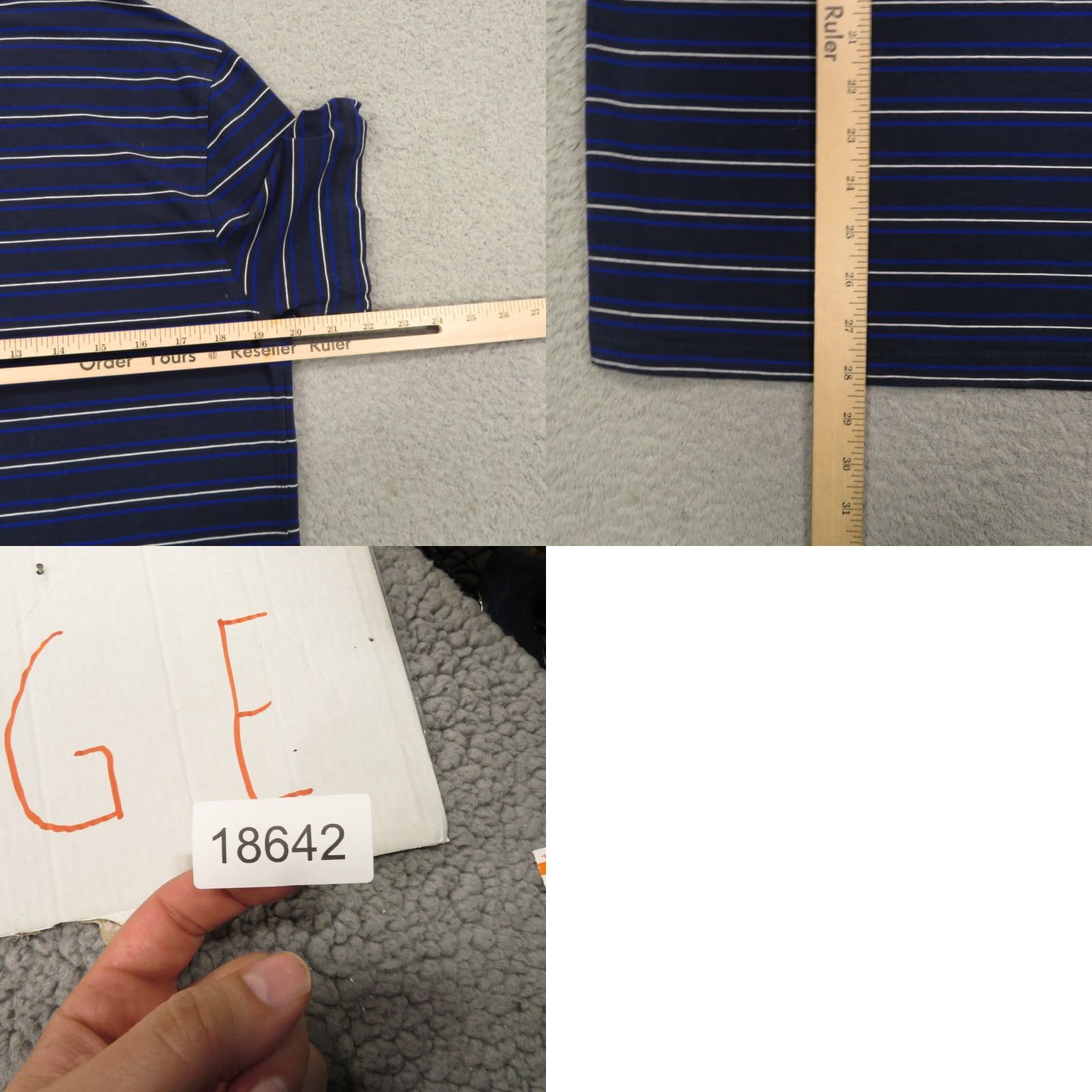 Vintage Kit & Ace Shirt Men Medium Navy Blue White Striped Pima Modal Stretch V Neck Tee Size US M / EU 48-50 / 2 - 8 Thumbnail