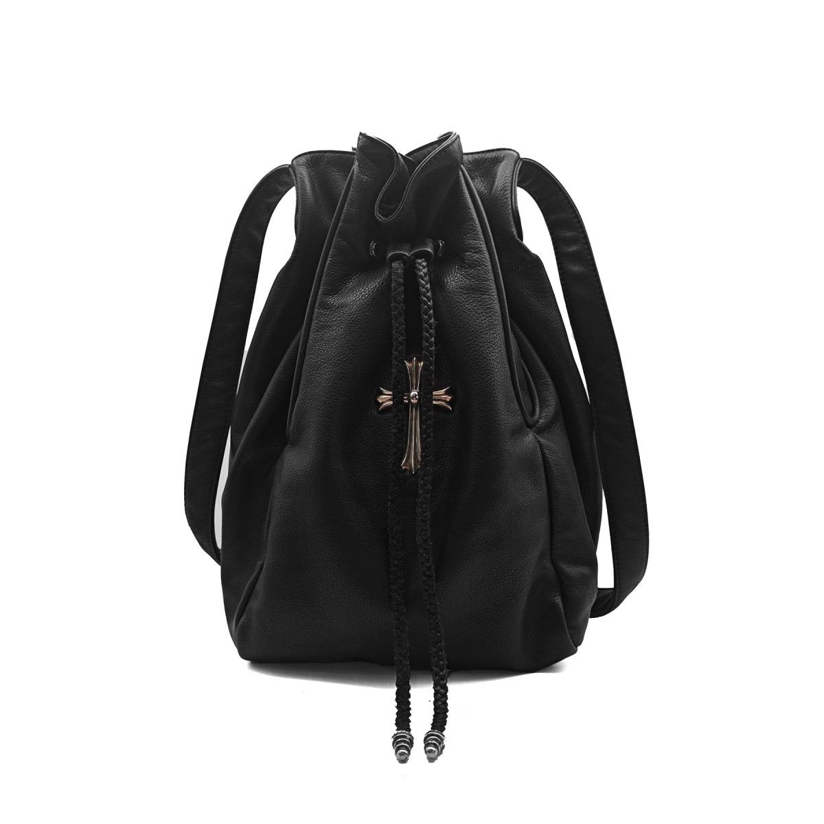 Chrome Hearts Large Cross Drawstring Bucket Bag in Black, Women's